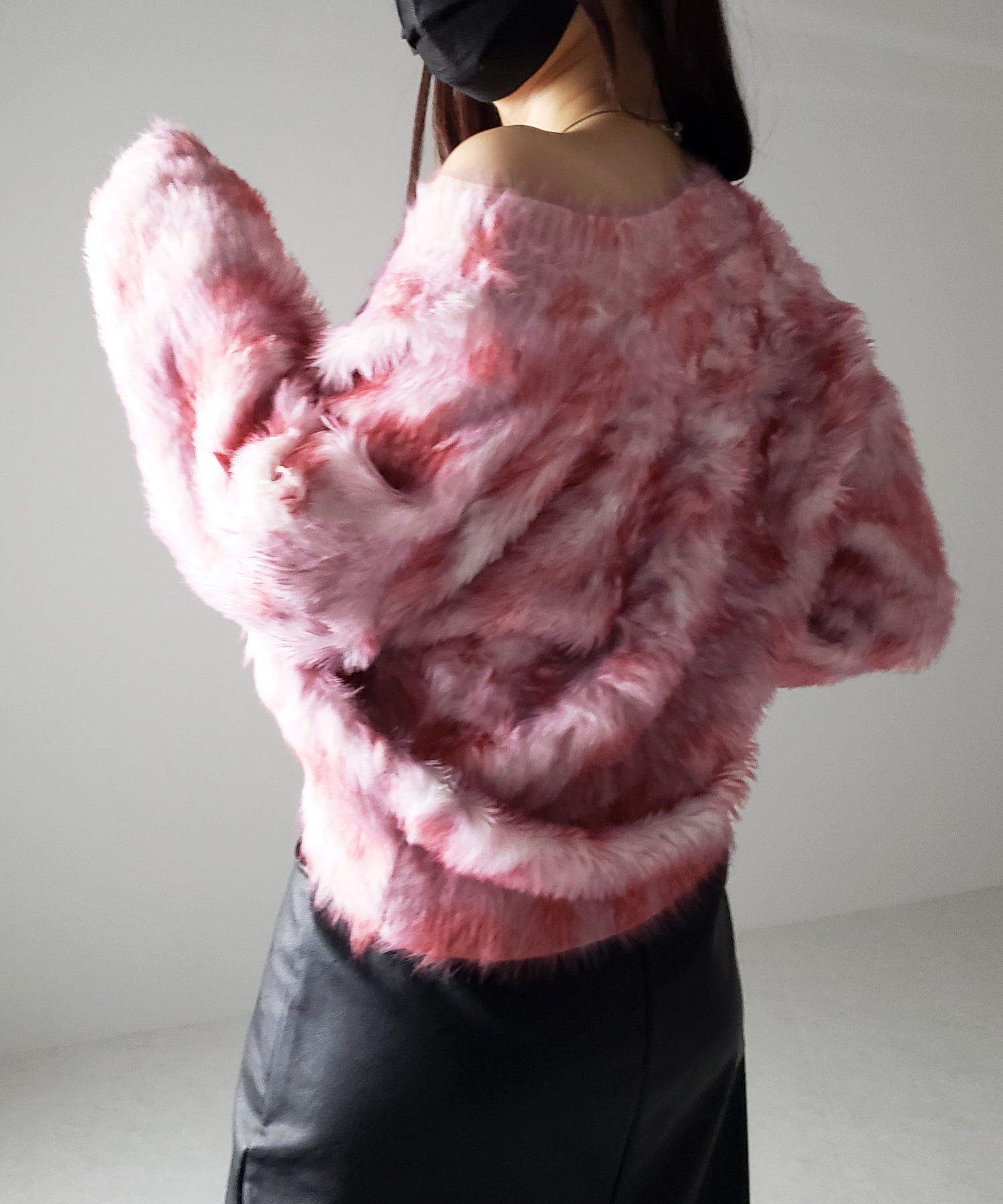 【 2color 】レオパードマーブルシャギーニットカーディガン / reopard marble knit shaggy cardigan