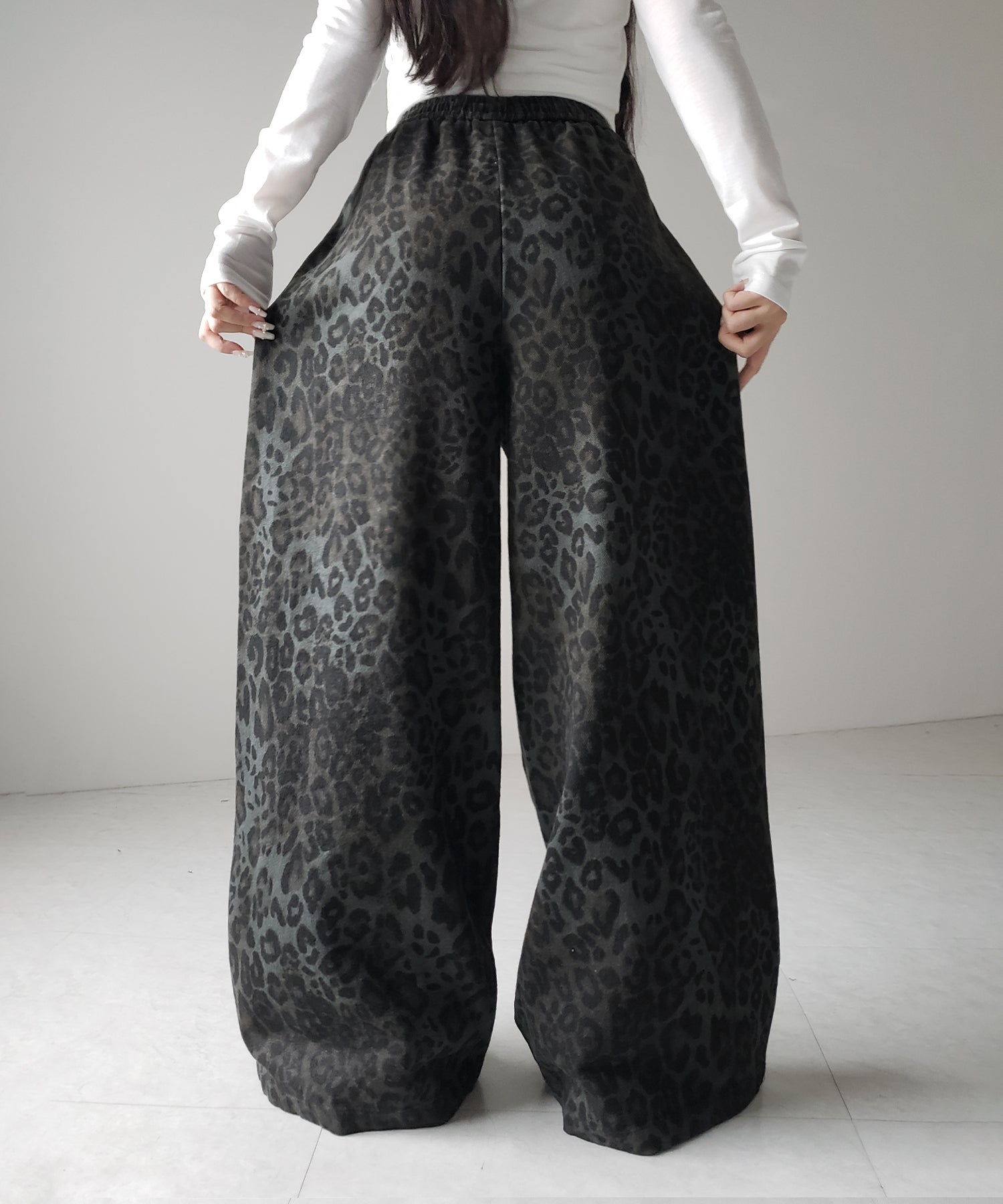 【 2color 】ヴィンテージライクレオパードツイルワイドパンツ / vintage like leopard twill wide pants