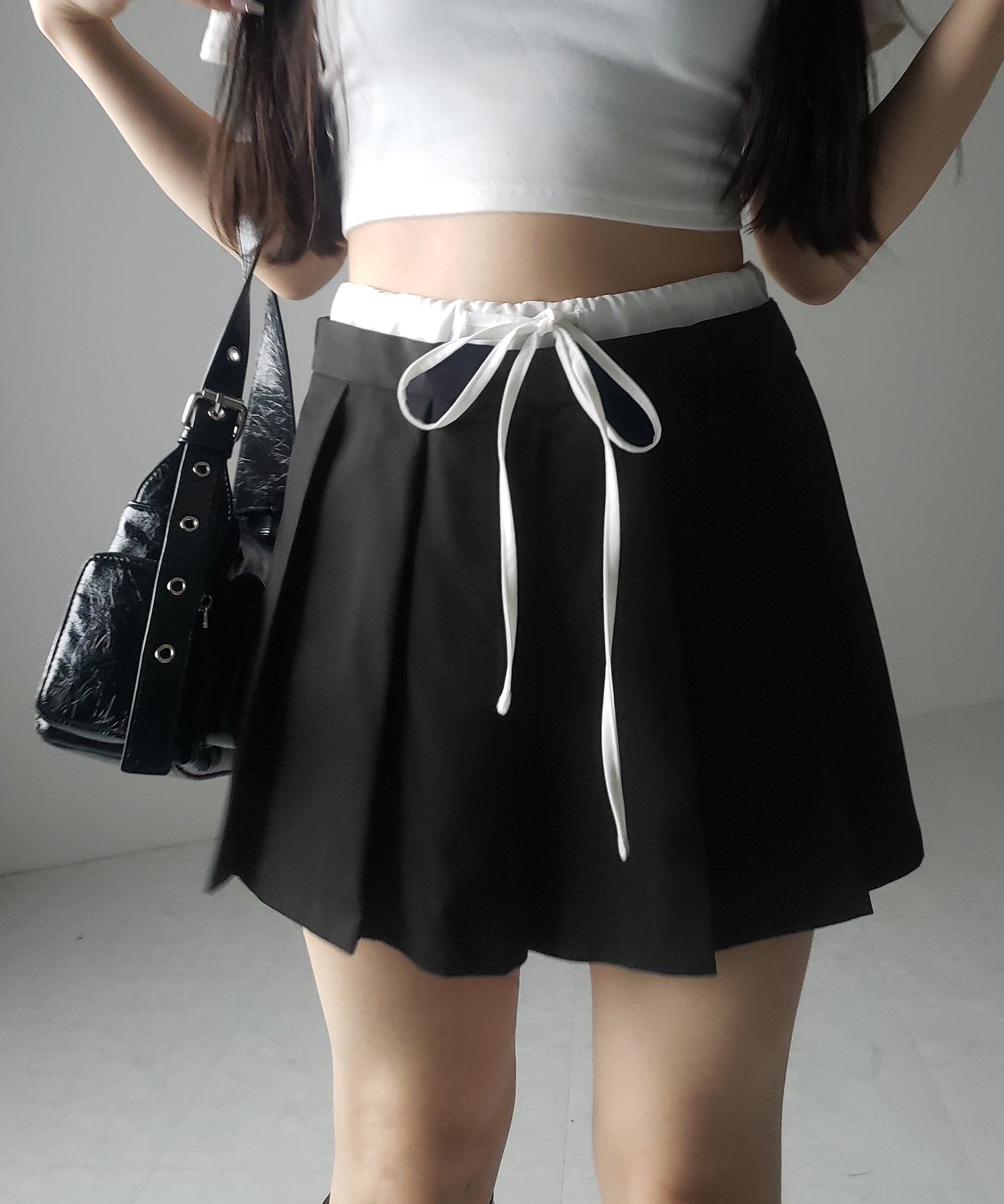 【 2color 】レイヤードプリーツミニスカパン / layered pleated mini skirt pants