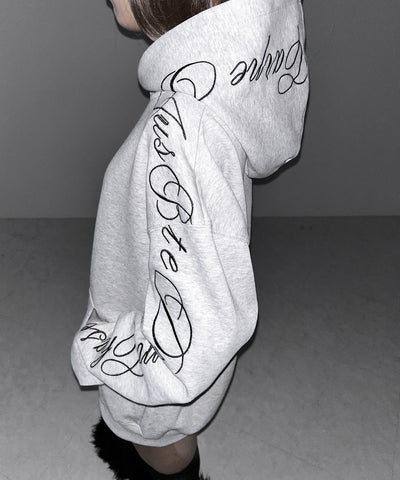 レタリングロゴ刺繍オーバースウェットパーカー /lettering logo embroidery over sweat hoodie