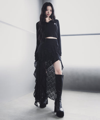 M LOGO スキッパーショートTシャツ / M LOGO skipper neck short T-shirt