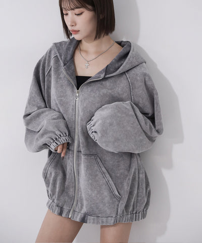ピグメントヴィンテージ加工ジップアップパーカー / Pigment vintage zip-up hoodie