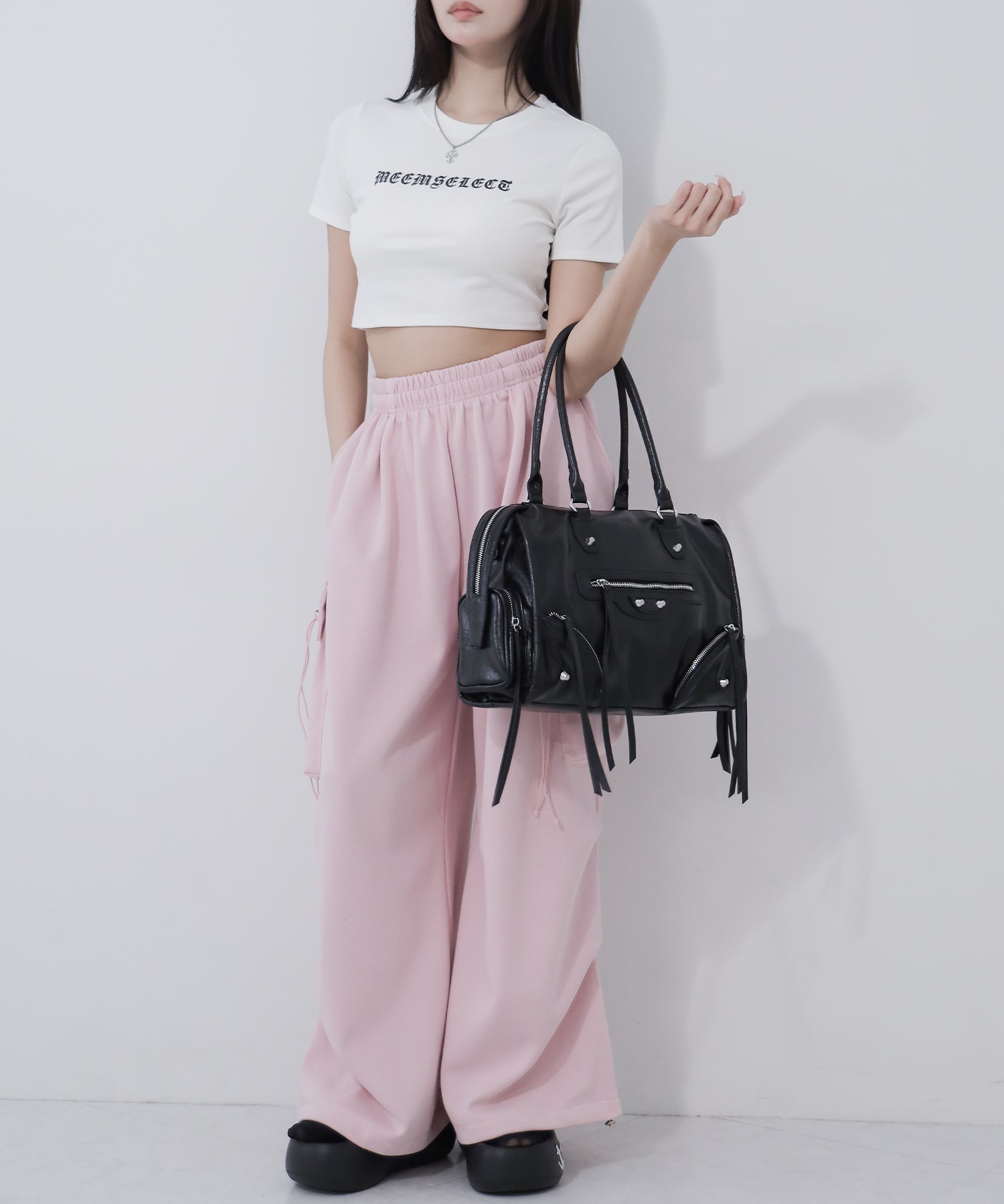 【 ショルダーストラップ付き2WAY 】アウトポケットヴィンテージダブルジップボストンショルダーバッグ /out pocket vintage double zip boston shoulder bag