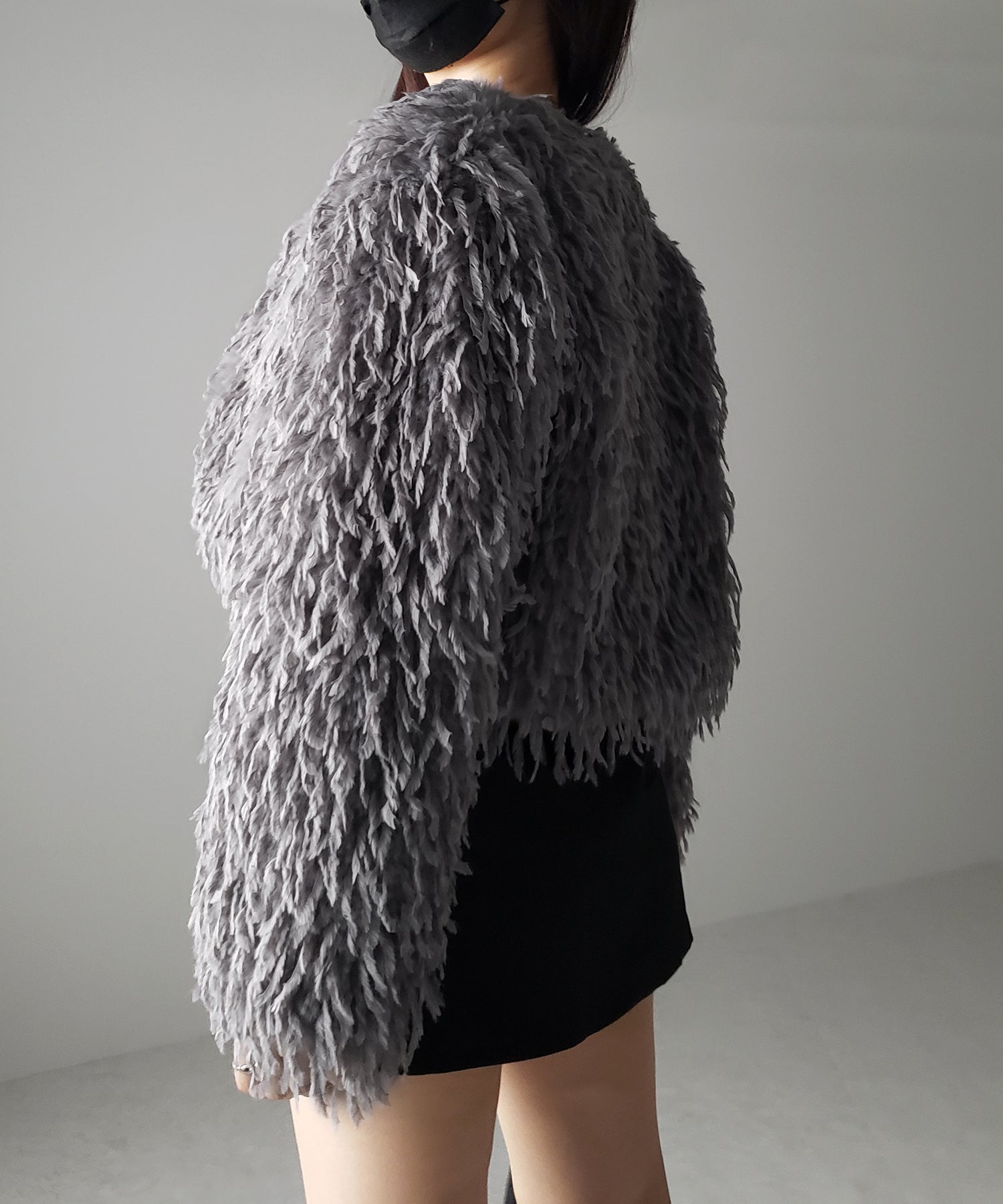 【 4color 】ムードフェザーワイドスリーブショートカーディガン/ mood feather wide sleeve short cardigan