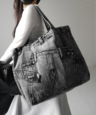 ヴィンテージドッキングウォッシュデニムバッグ / vintage docking washed denim bag