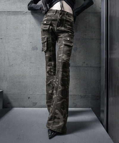 ヴィンテージカモフラストレッチカーゴフレアデニム / vintage camouflage stretch cargo flare denim
