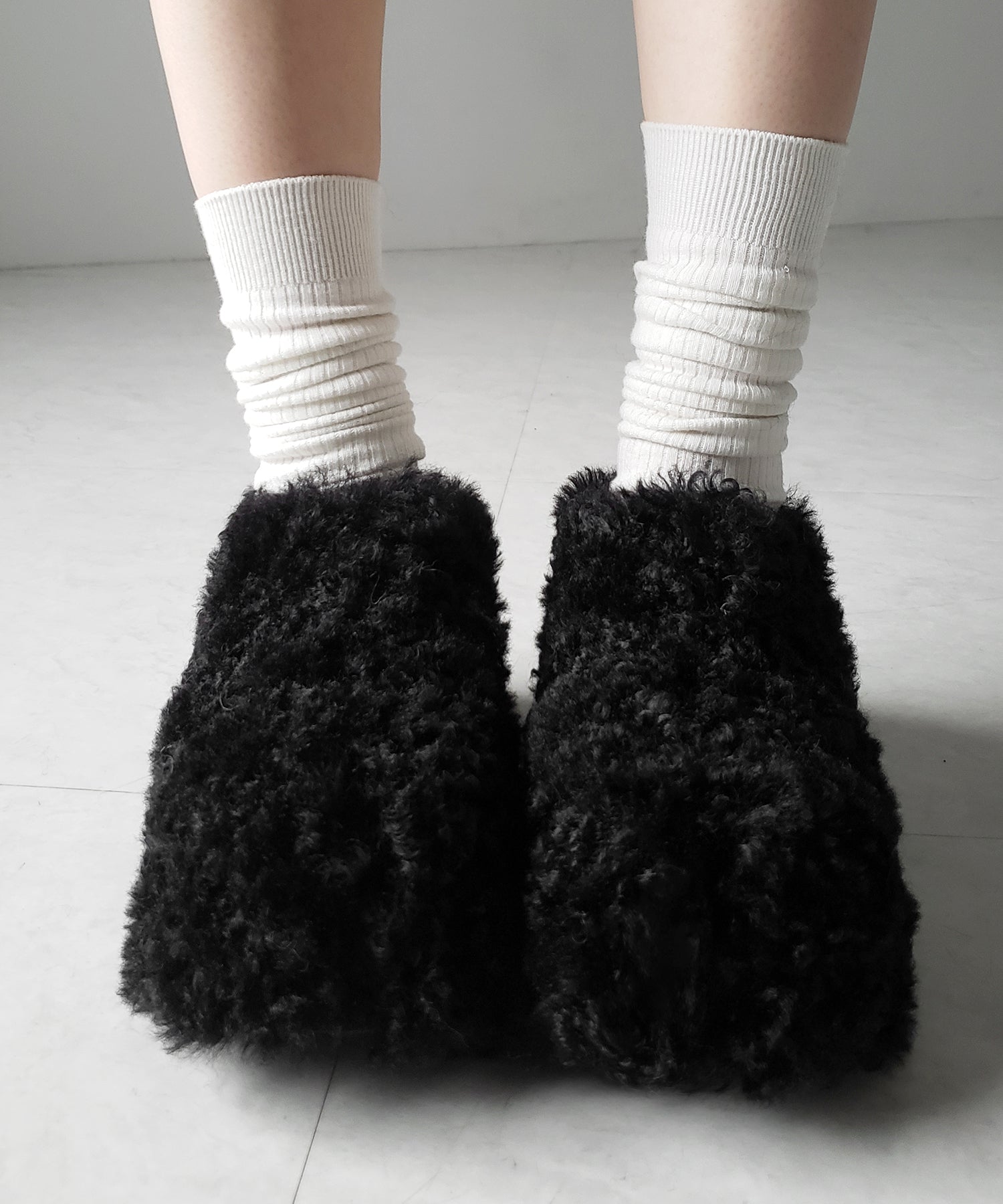 厚底テディボアサボサンダル / platform teddy boa sabo sandals