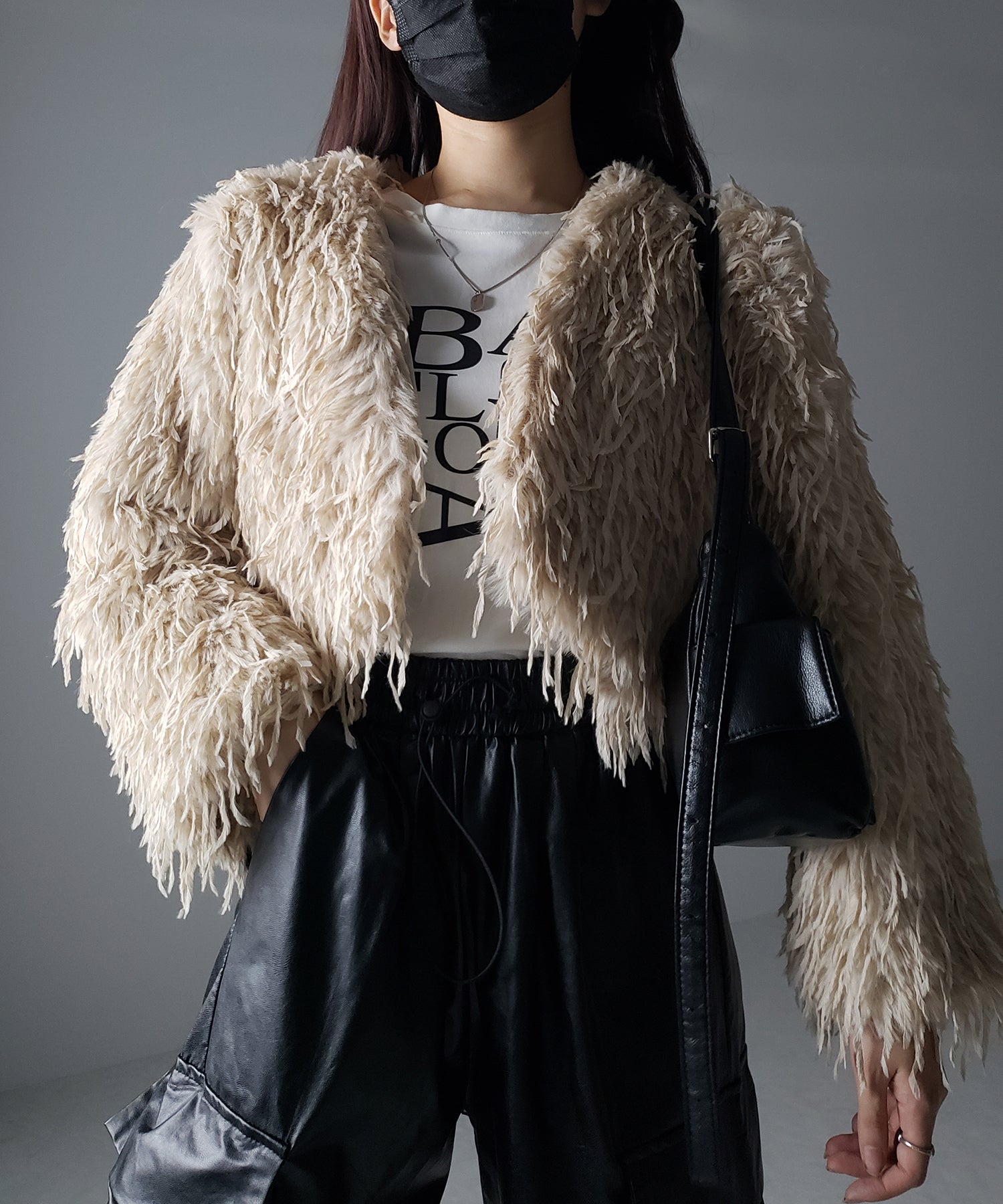 【 4color 】ムードフェザーワイドスリーブショートカーディガン/ mood feather wide sleeve short cardigan