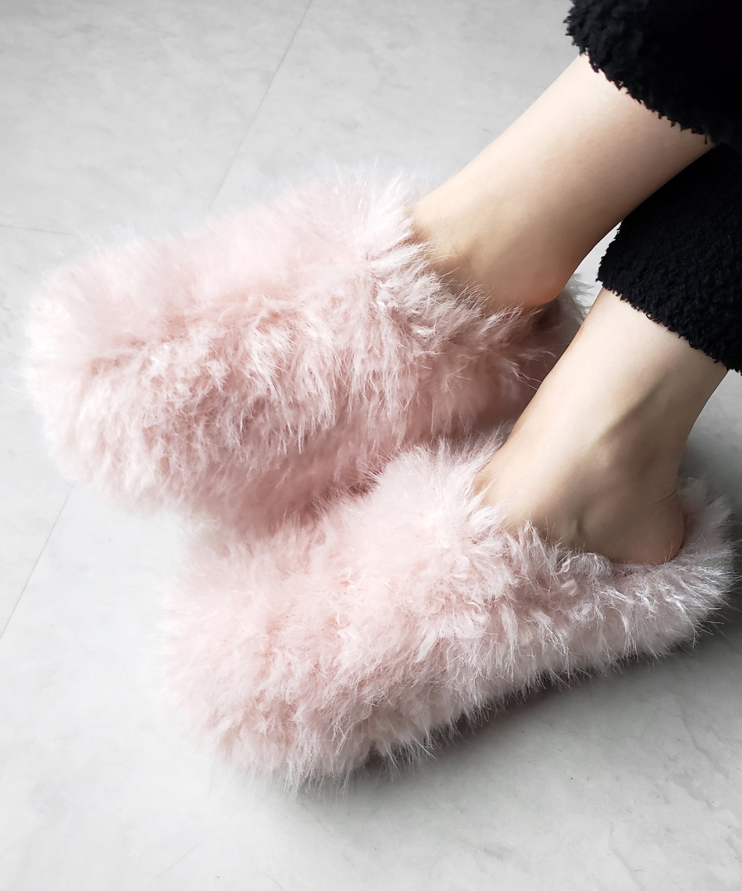 クリンクルフェイクファールームシューズ / crinkle fake fur room shoes