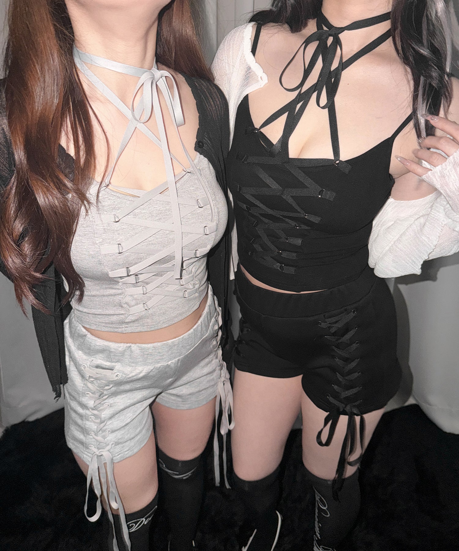 【 2WAY 】レースアップコルセットリボンチョーカーキャミソール / lace up corset ribbon choker camisole