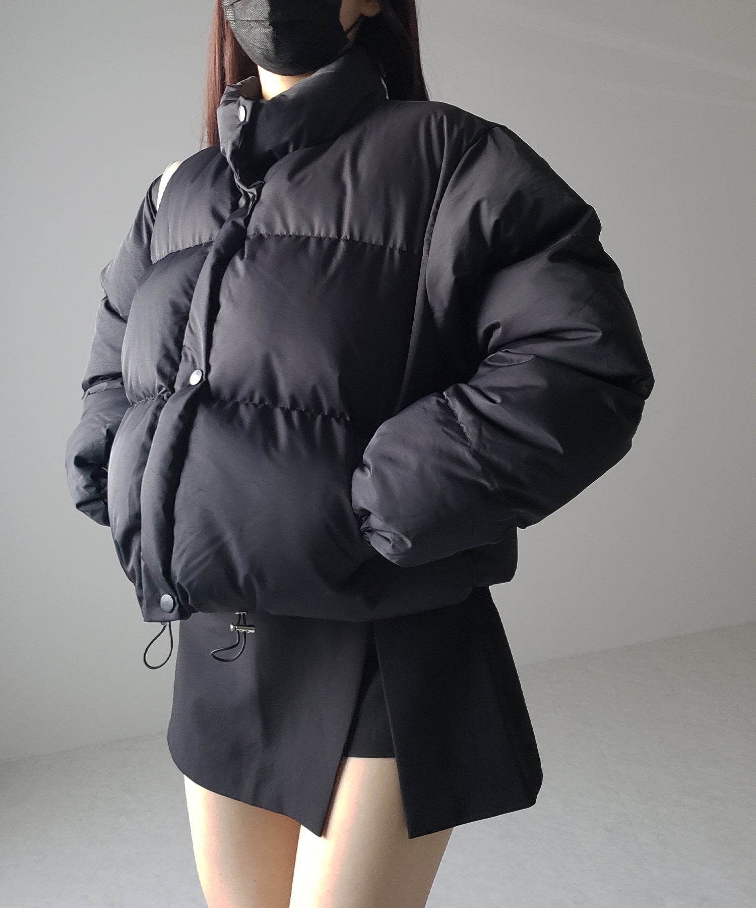 【裾絞り可能2WAY 】ニュアンスカラーショートパフダウンジャケット