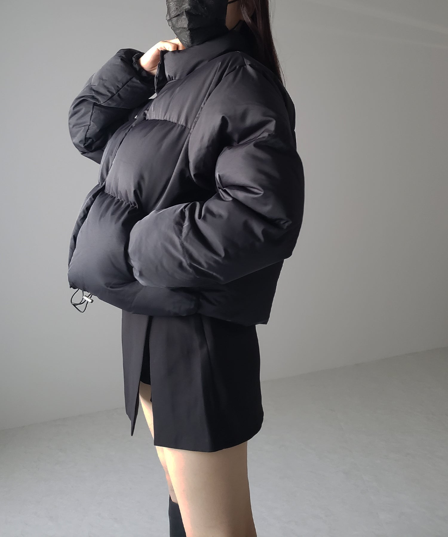 【裾絞り可能2WAY 】ニュアンスカラーショートパフダウンジャケット