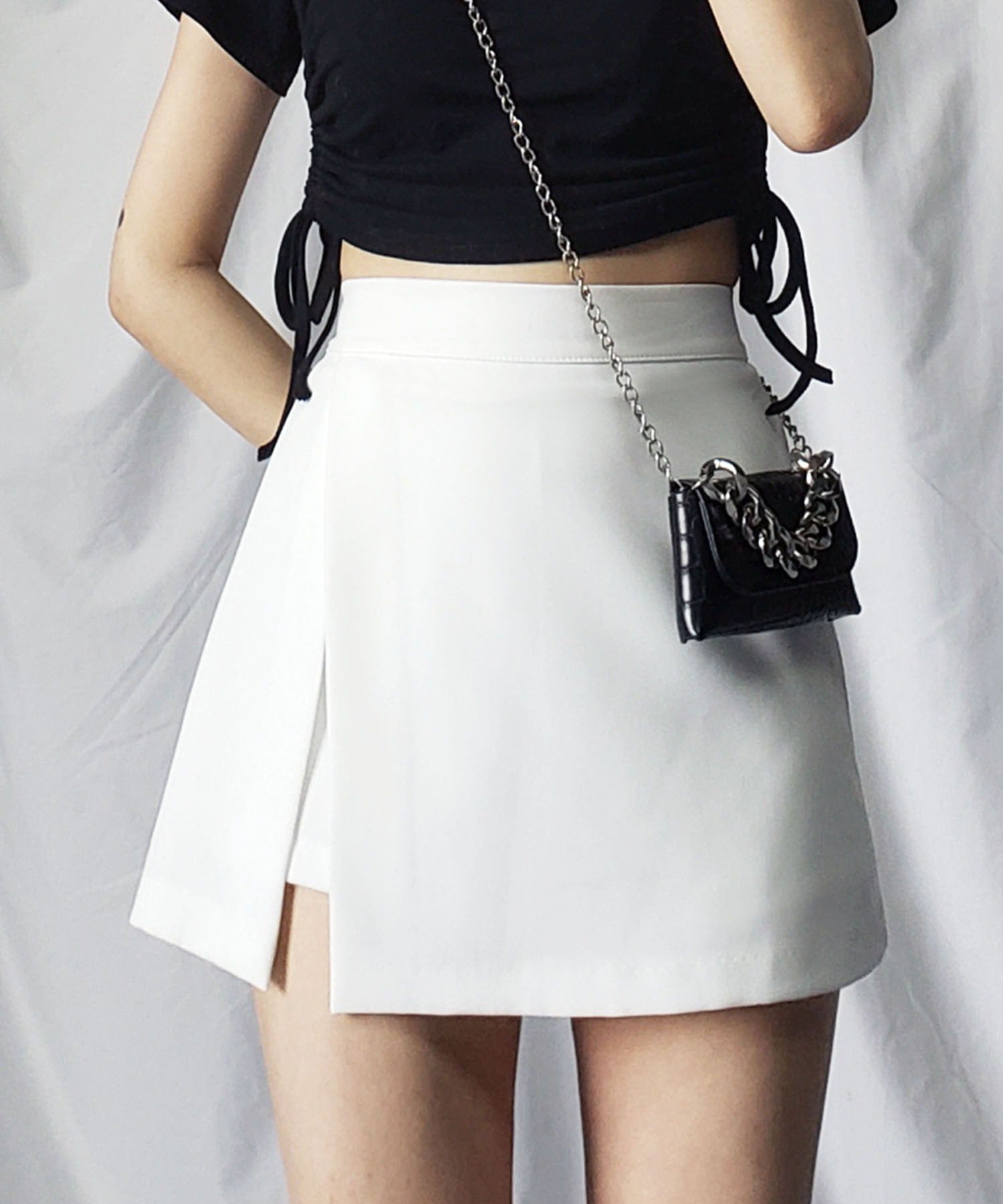 ハイウエストレイヤードミニスカパン【 韓国製 】