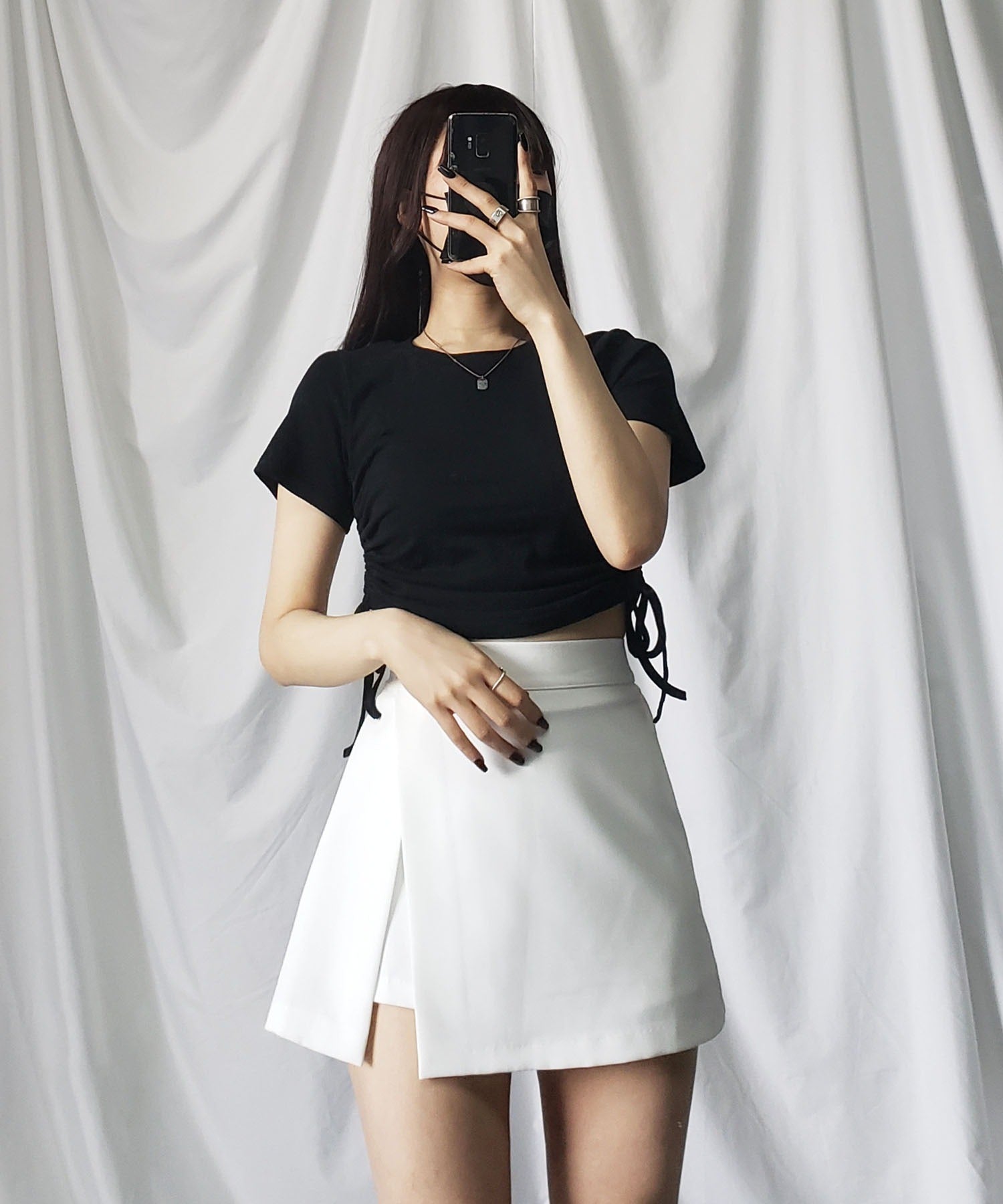 ハイウエストレイヤードミニスカパン【 韓国製 】