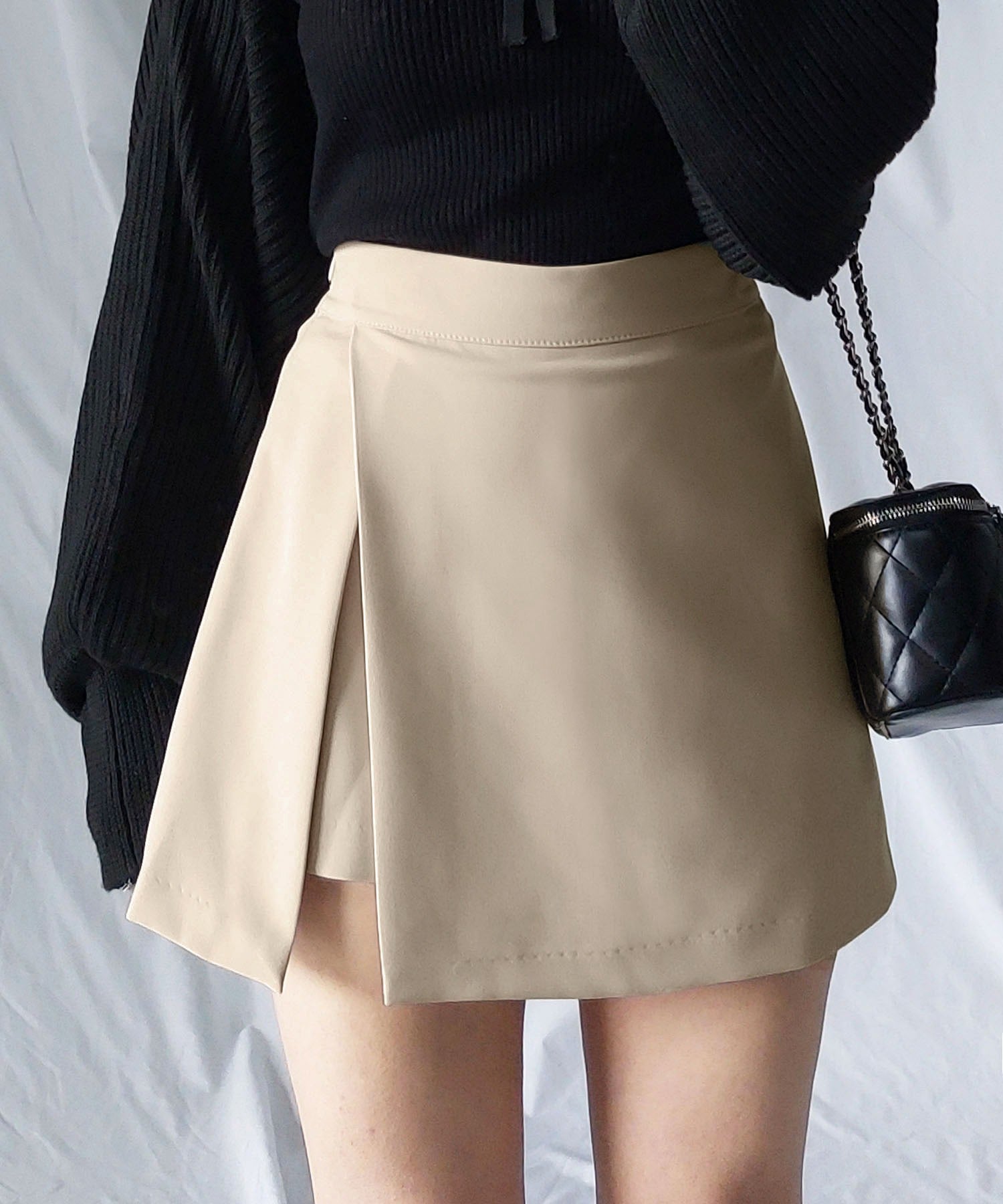 ハイウエストレイヤードミニスカパン【 韓国製 】