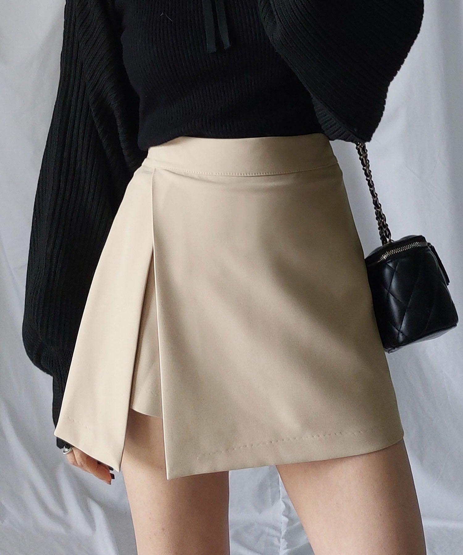 ハイウエストレイヤードミニスカパン【 韓国製 】