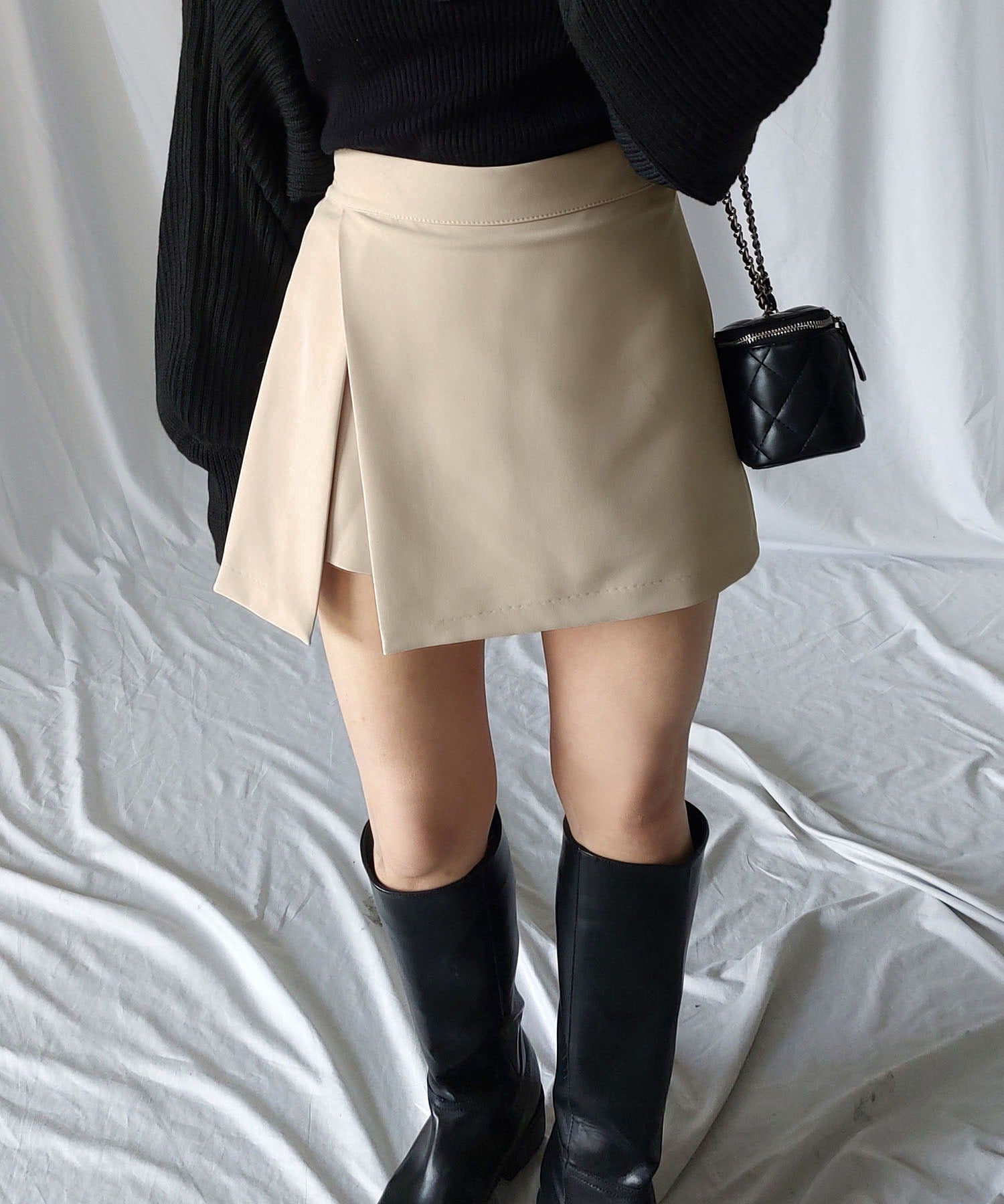 ハイウエストレイヤードミニスカパン【 韓国製 】