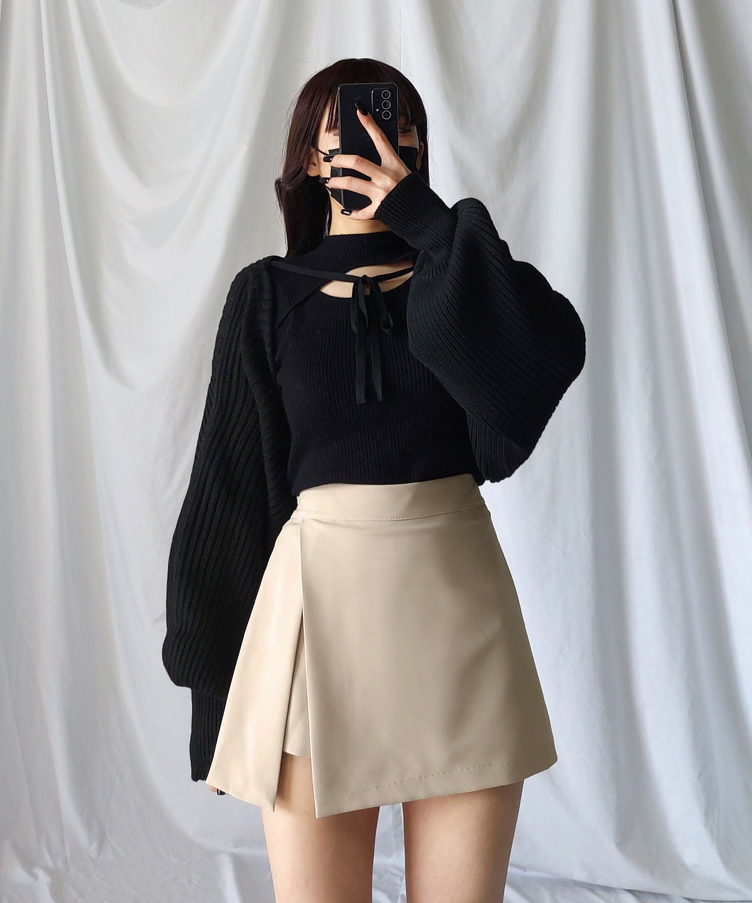 ハイウエストレイヤードミニスカパン【 韓国製 】