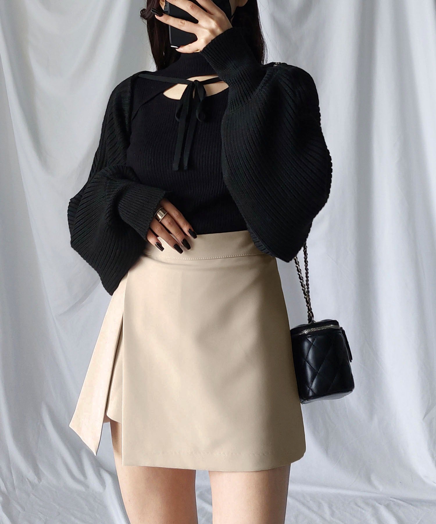 ハイウエストレイヤードミニスカパン【 韓国製 】