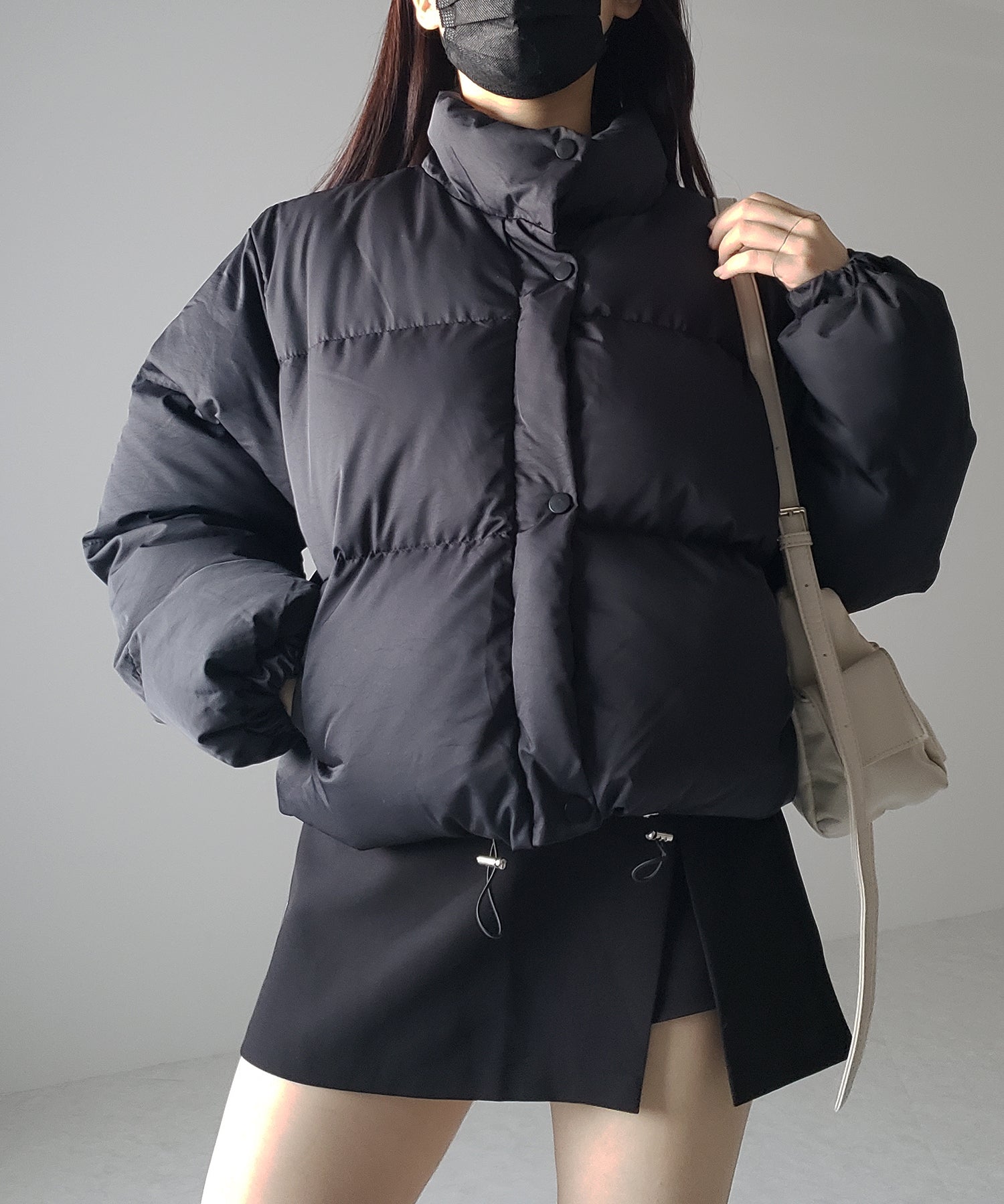 【裾絞り可能2WAY 】ニュアンスカラーショートパフダウンジャケット