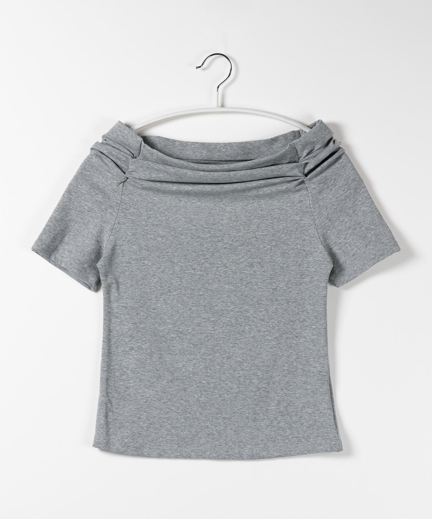 【 6color 】オフショルギャザリング半袖Tシャツ