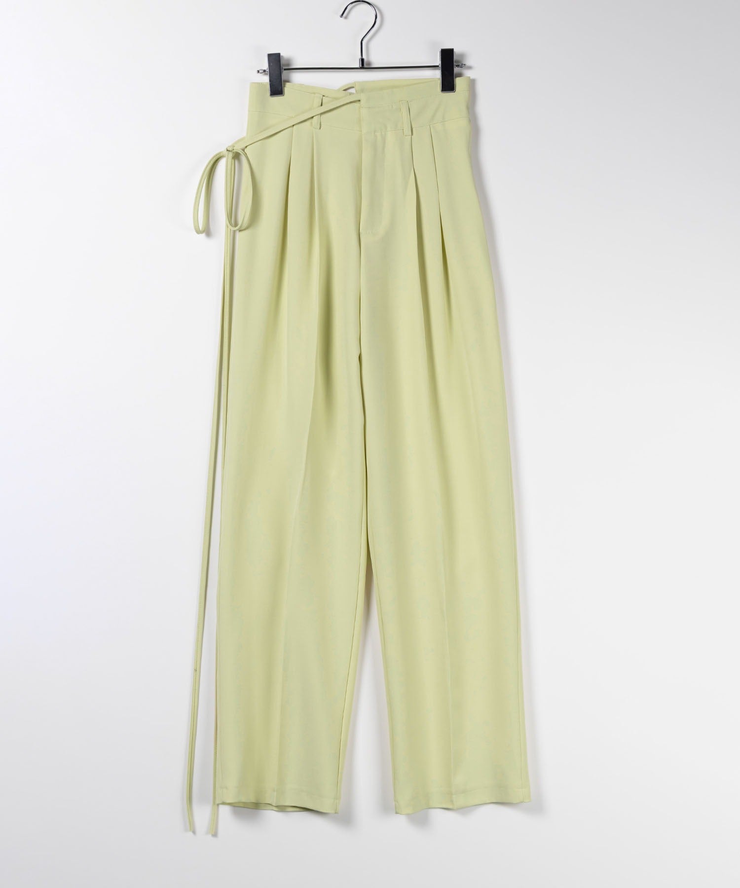 【 選べる4サイズ / 10色展開 】2WAY カットアウトリボンハイウエストタックスラックス
