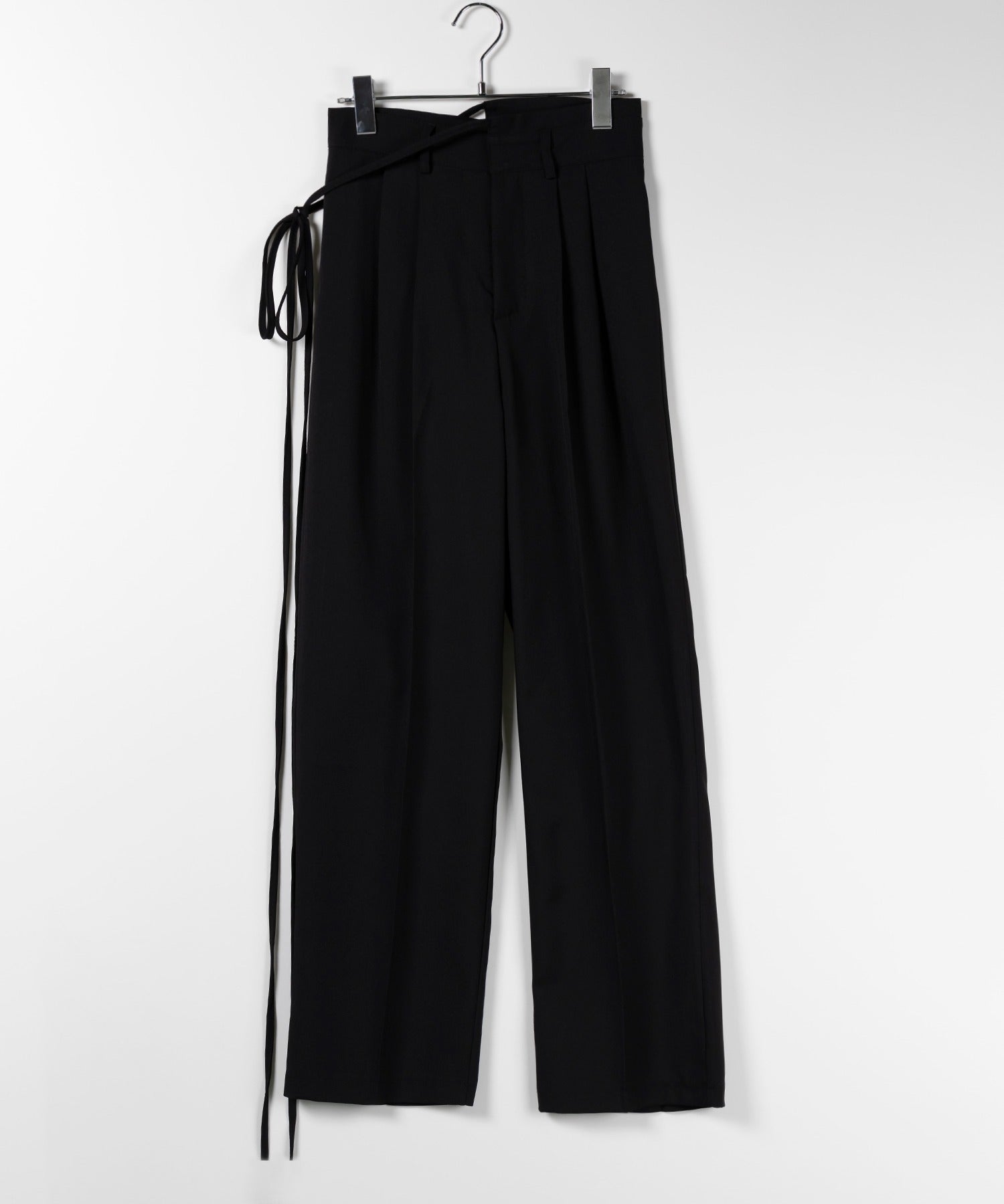 【 選べる4サイズ / 10色展開 】2WAY カットアウトリボンハイウエストタックスラックス