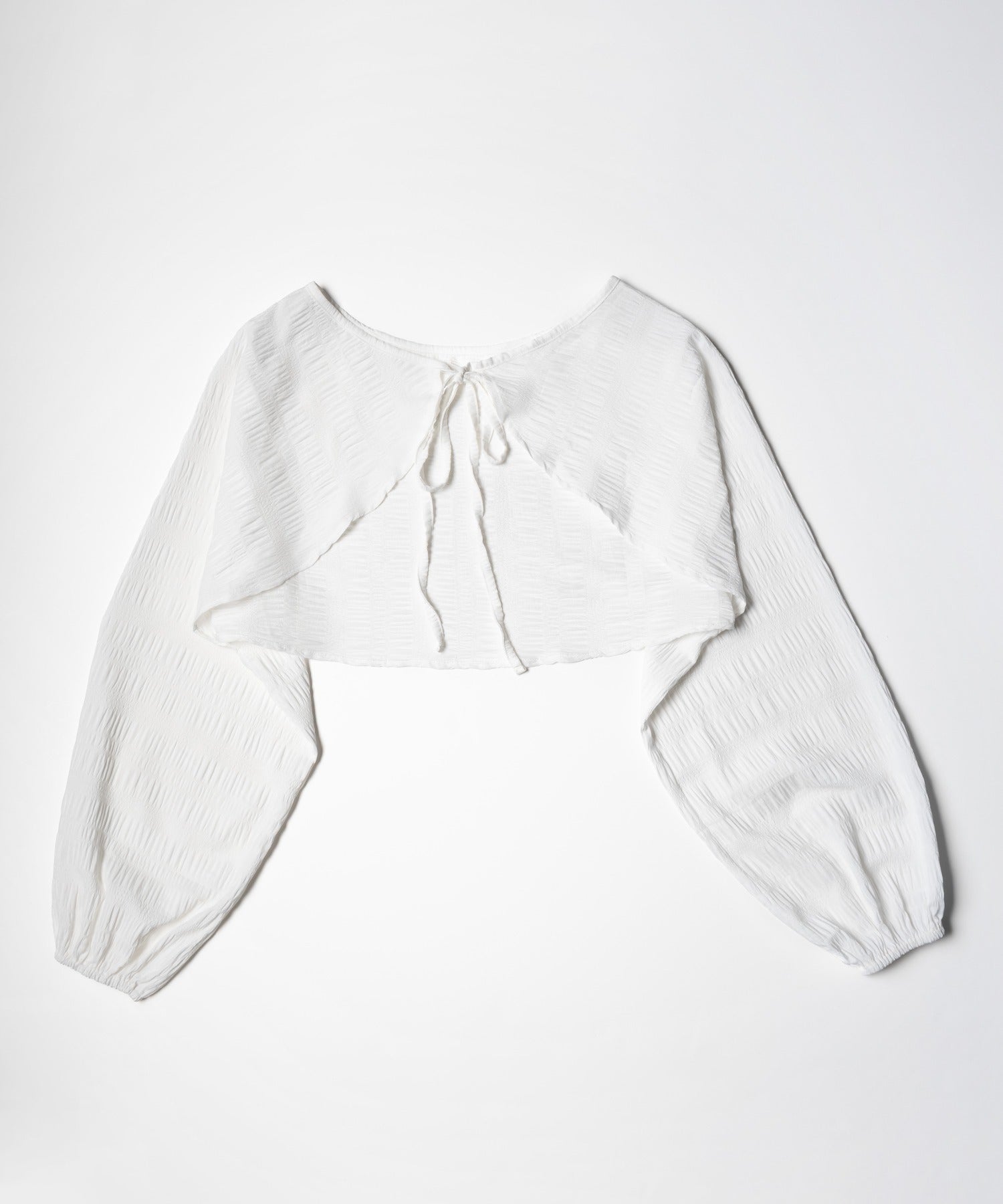 【 7color 】フロントリボンシャーリングショートボレロカーディガン