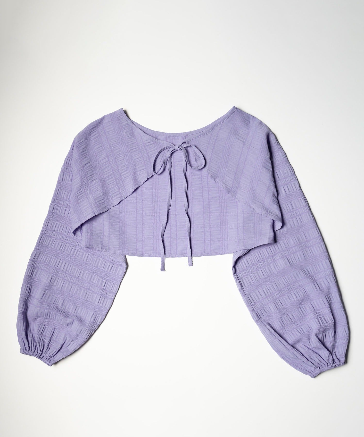 【 7color 】フロントリボンシャーリングショートボレロカーディガン