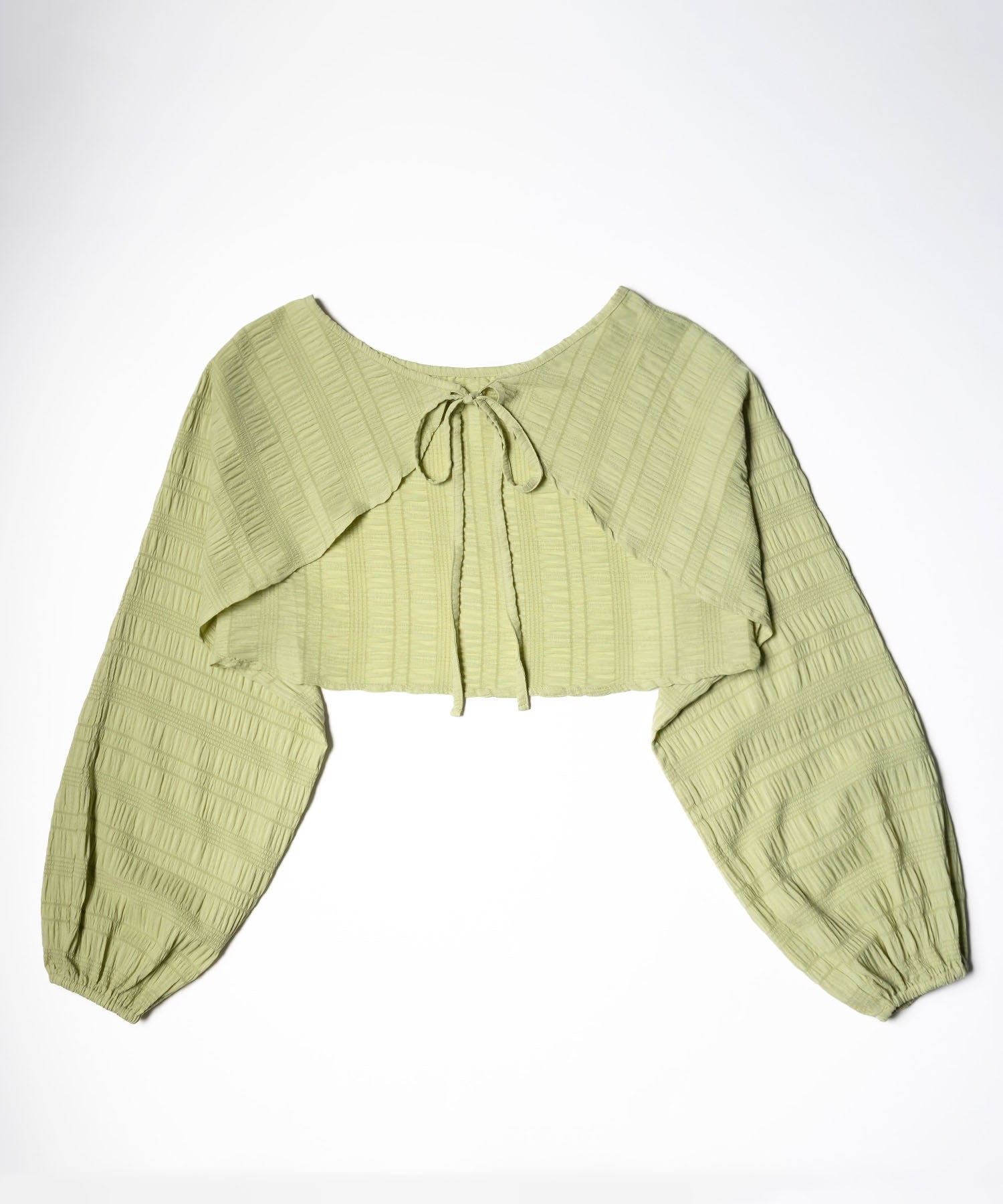 【 7color 】フロントリボンシャーリングショートボレロカーディガン