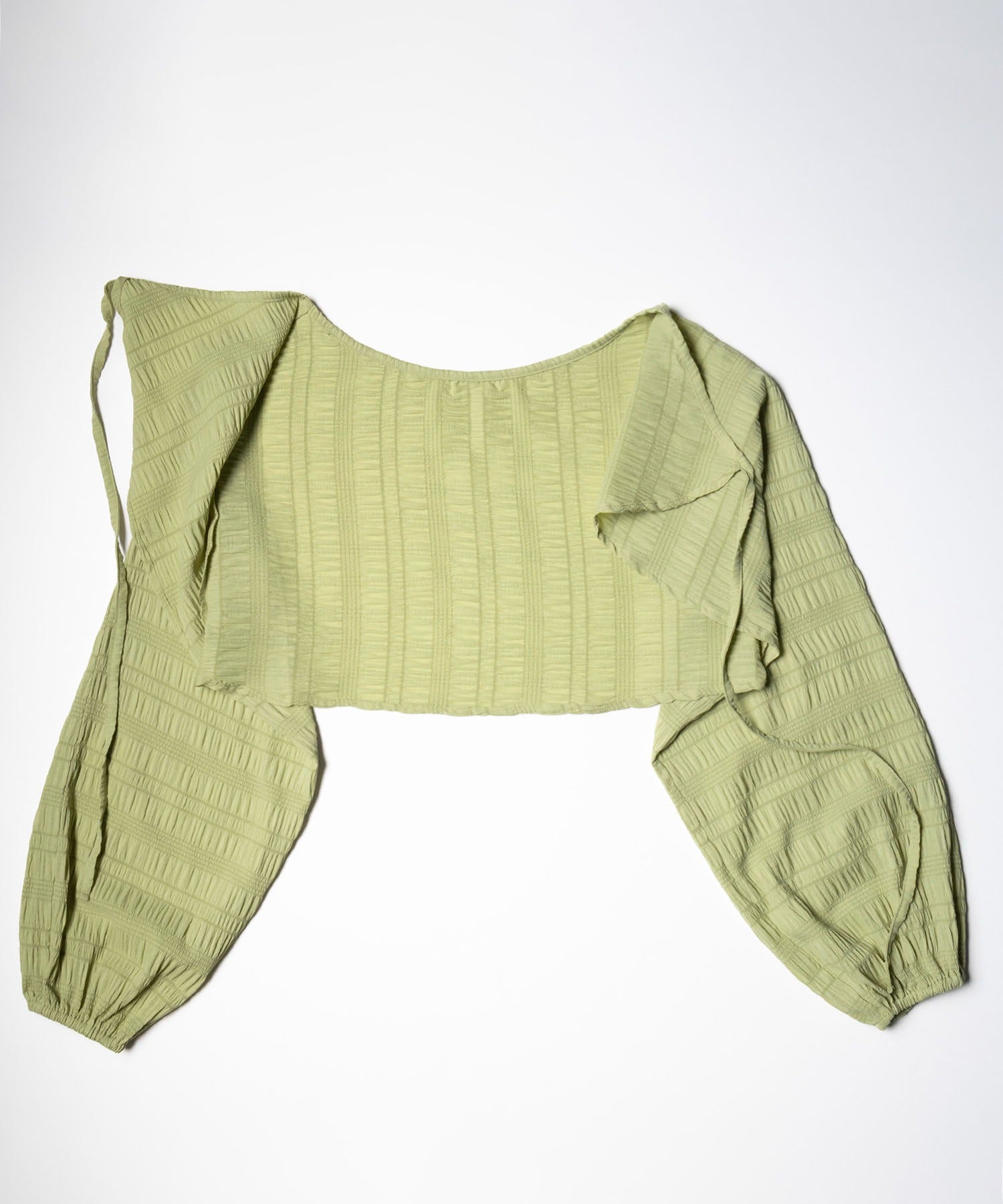 【 7color 】フロントリボンシャーリングショートボレロカーディガン