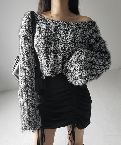 マシュマロダメージショートニット / marshmallow damage short knit