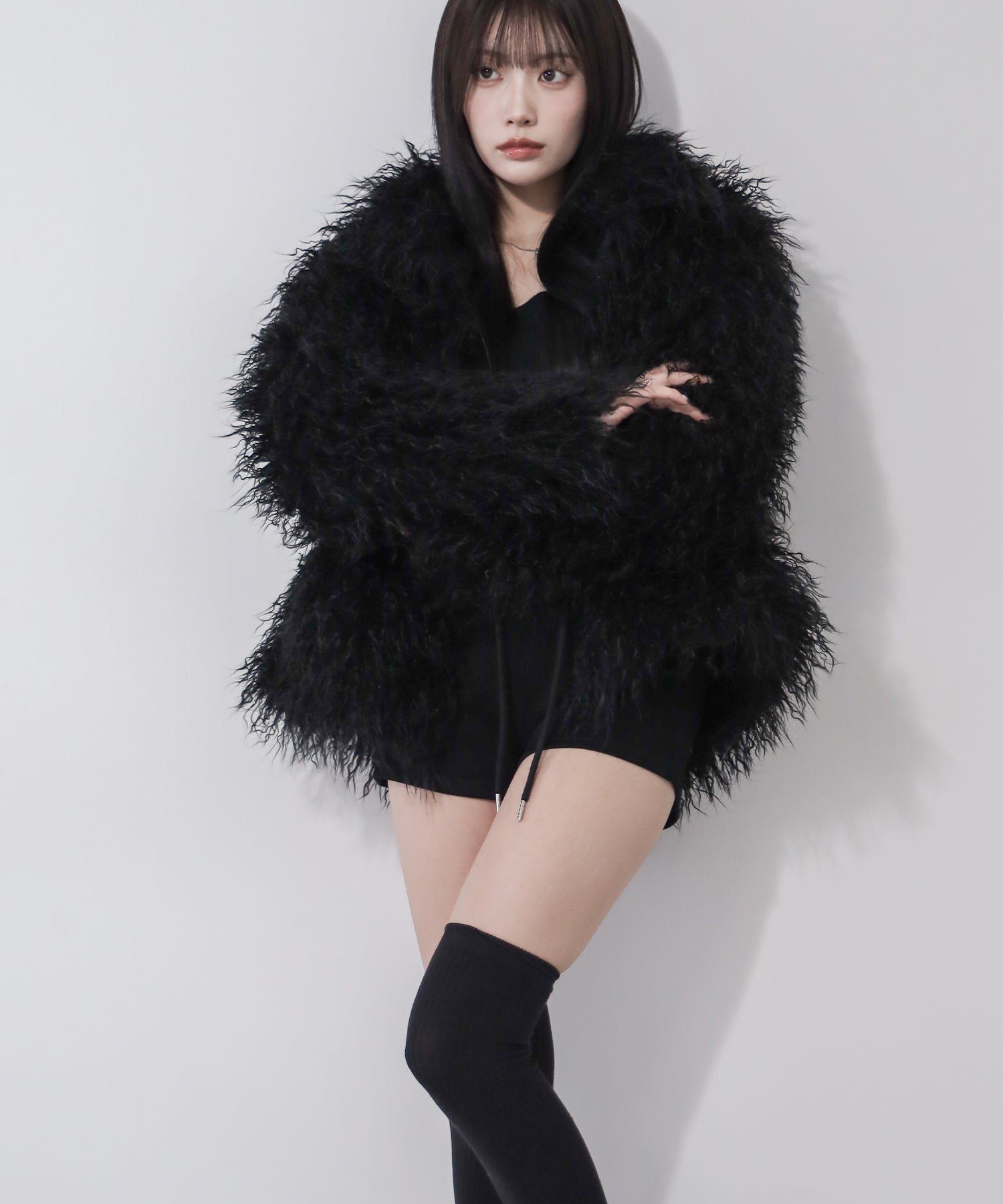 シャギーフェイクファーレディミドルコート / shaggy fake fur lady middle coat
