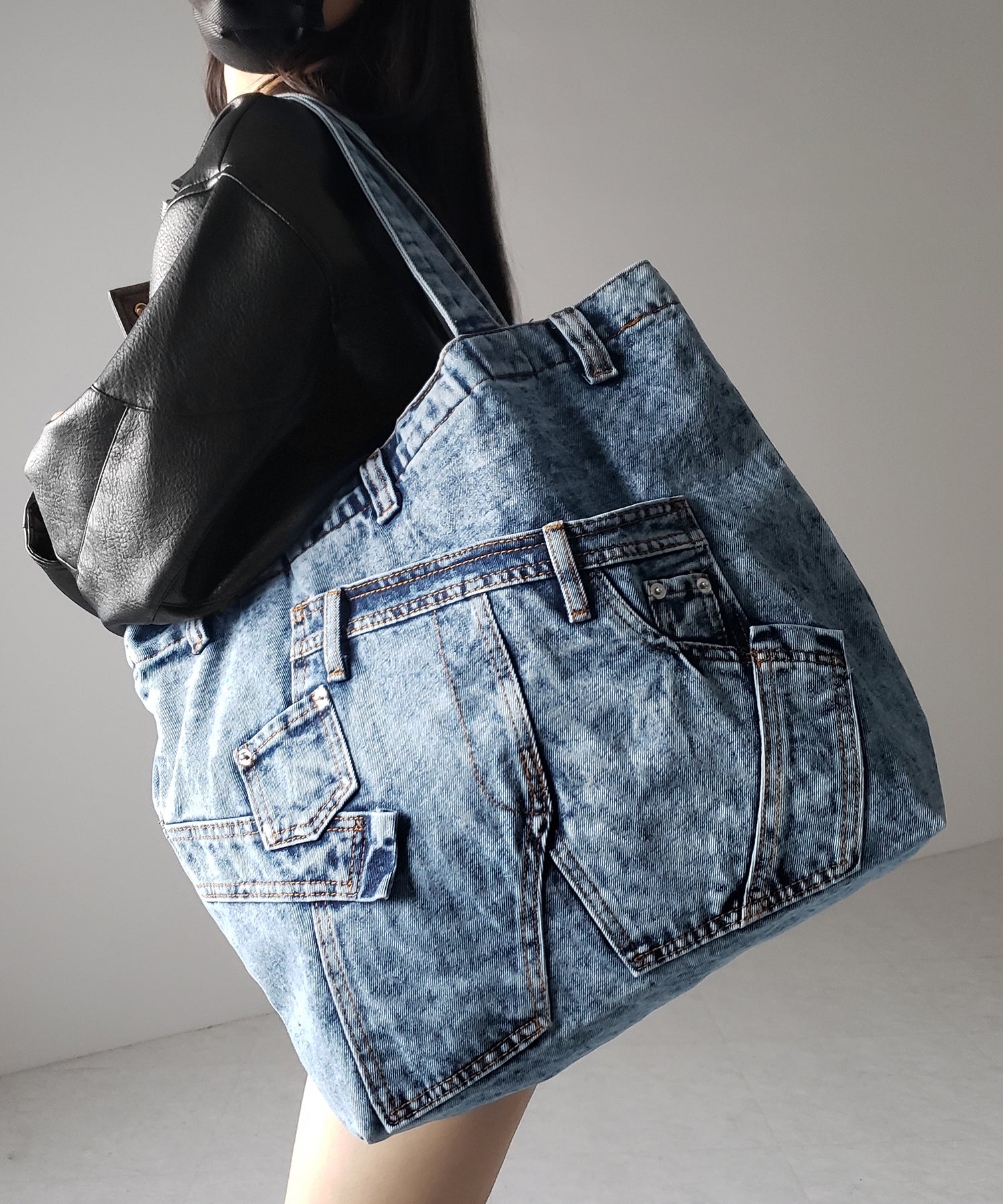 ヴィンテージドッキングウォッシュデニムバッグ / vintage docking washed denim bag