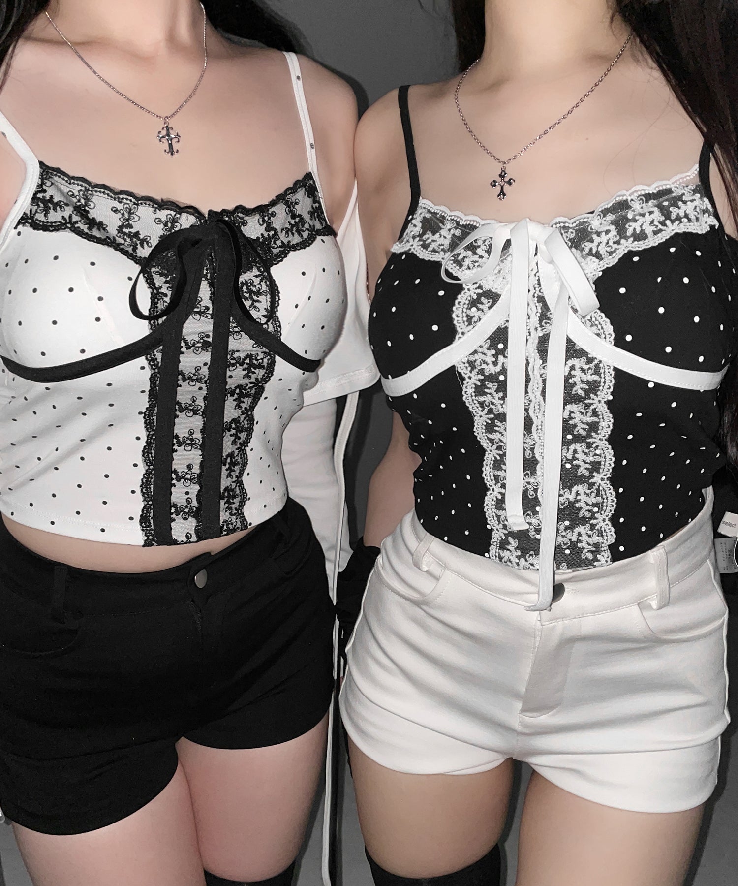 レースドッキングドットリボンキャミソール / lace dockimg dot ribbon camisole