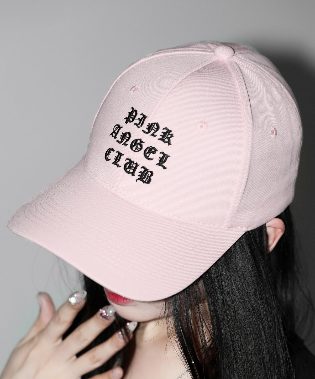 【 PINK ANGEL CLUB 】 GRUNGE LOGO embroidery CAP / グランジロゴ刺繍キャップ