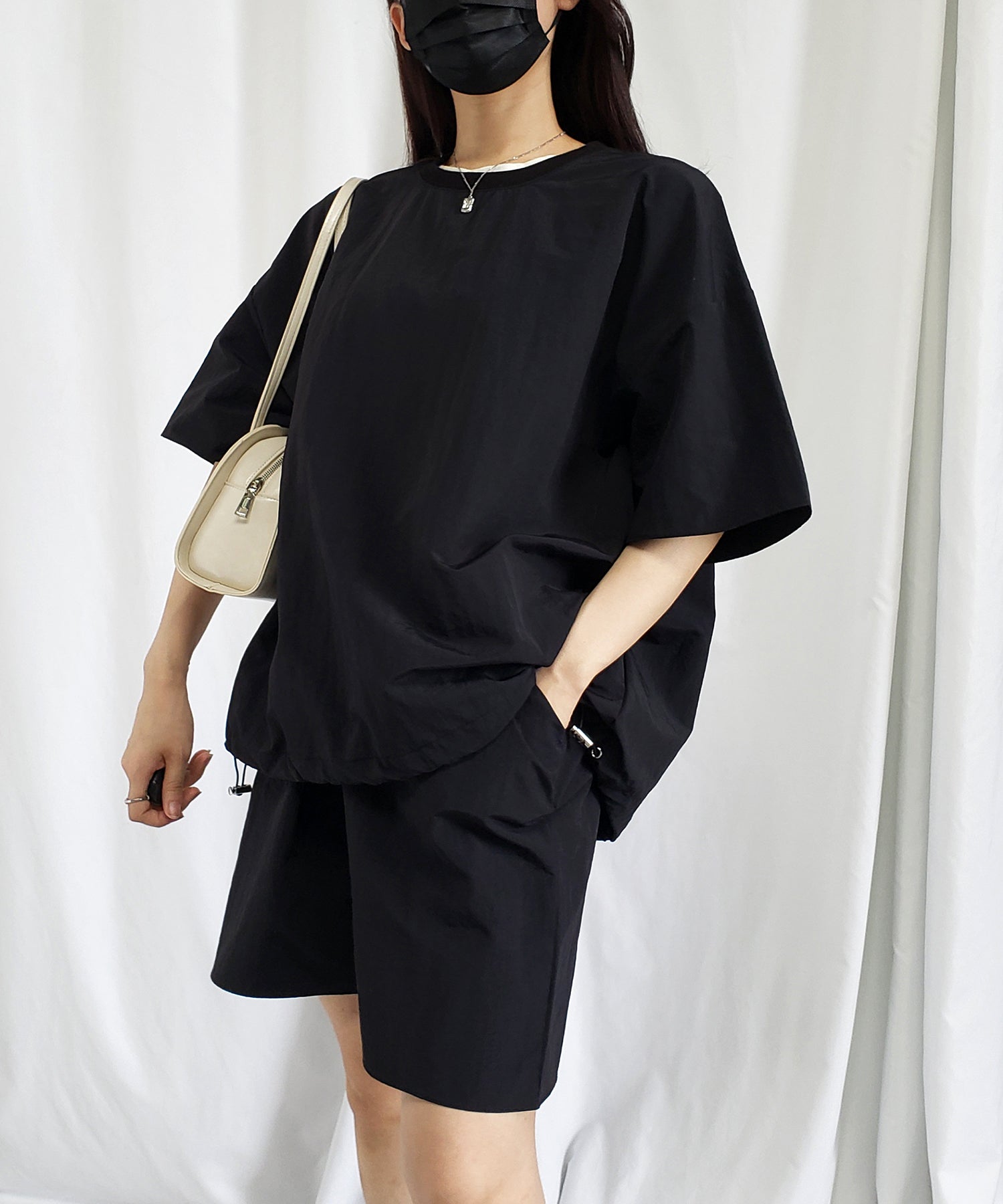 【 上下セットアップ/5色展開 】ワッシャーナイロンプルオーバー&ショートパンツ SET