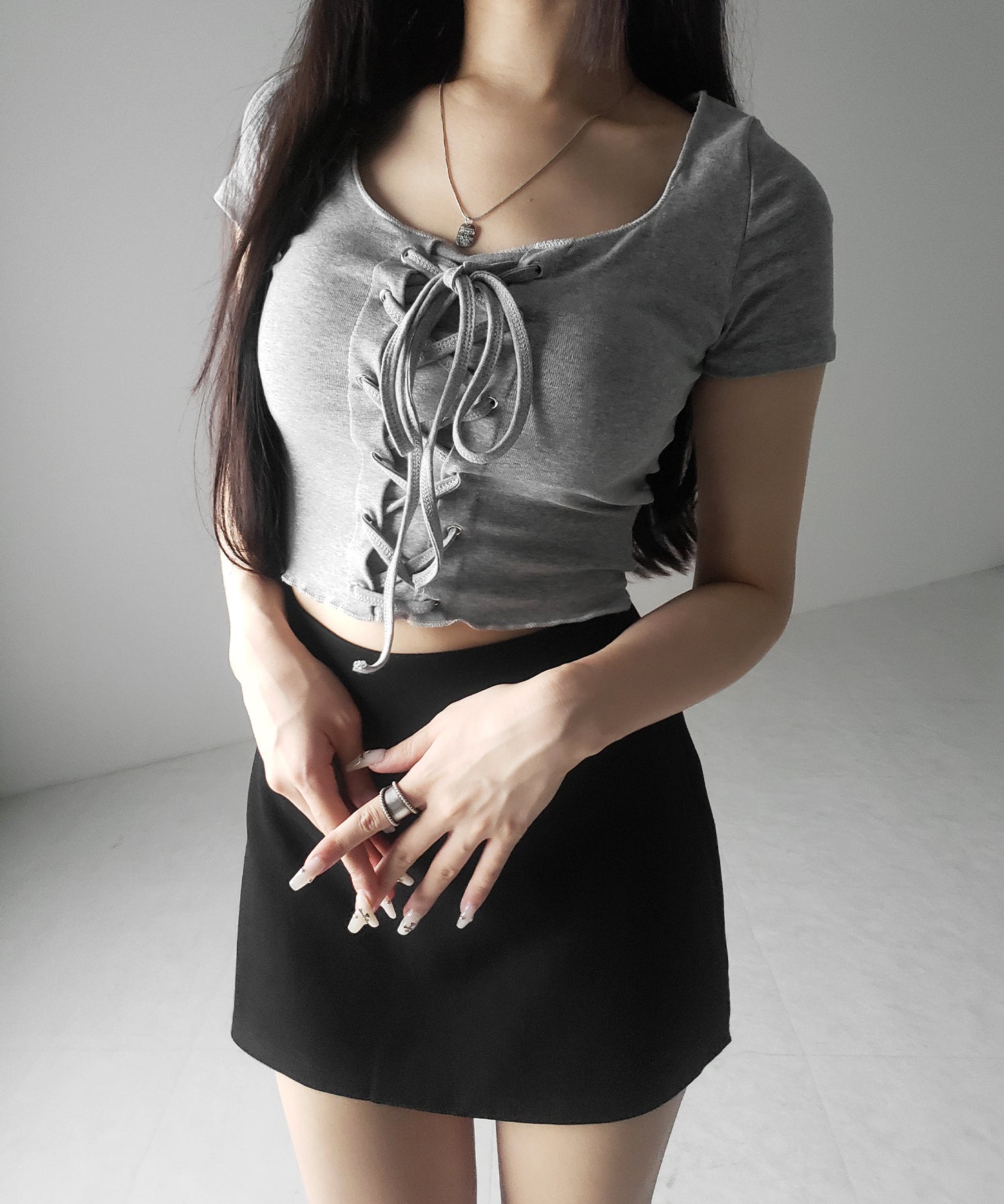 【 2color / 3size 】サイドスリットレイヤードスウェットミニスカパン / side slit layered sweat mini skirt pants
