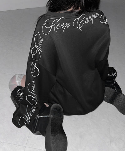 レタリングロゴ刺繍スウェットプルオーバー / lettering logo embroidery sweat pullover