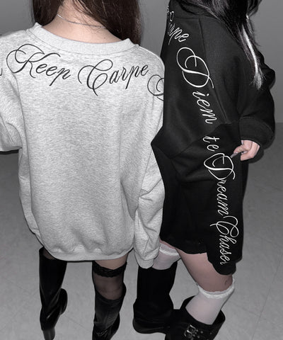 レタリングロゴ刺繍スウェットプルオーバー / lettering logo embroidery sweat pullover