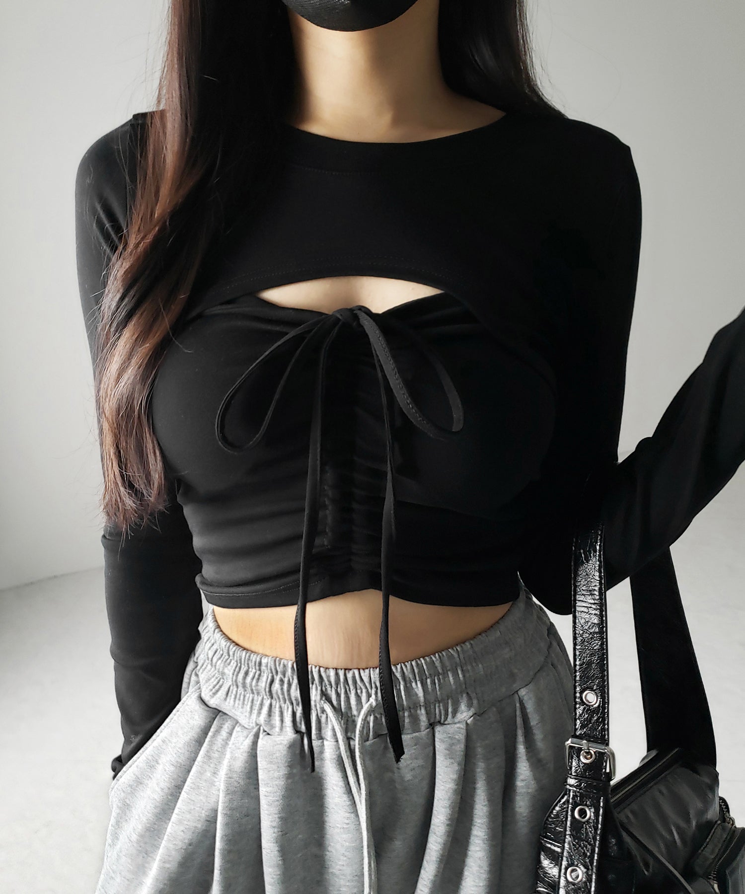 【 2点セット 】フロントリボンベアトップス & ショートレイヤードトップス SET / front ribbon bare tops & short layered tops SET