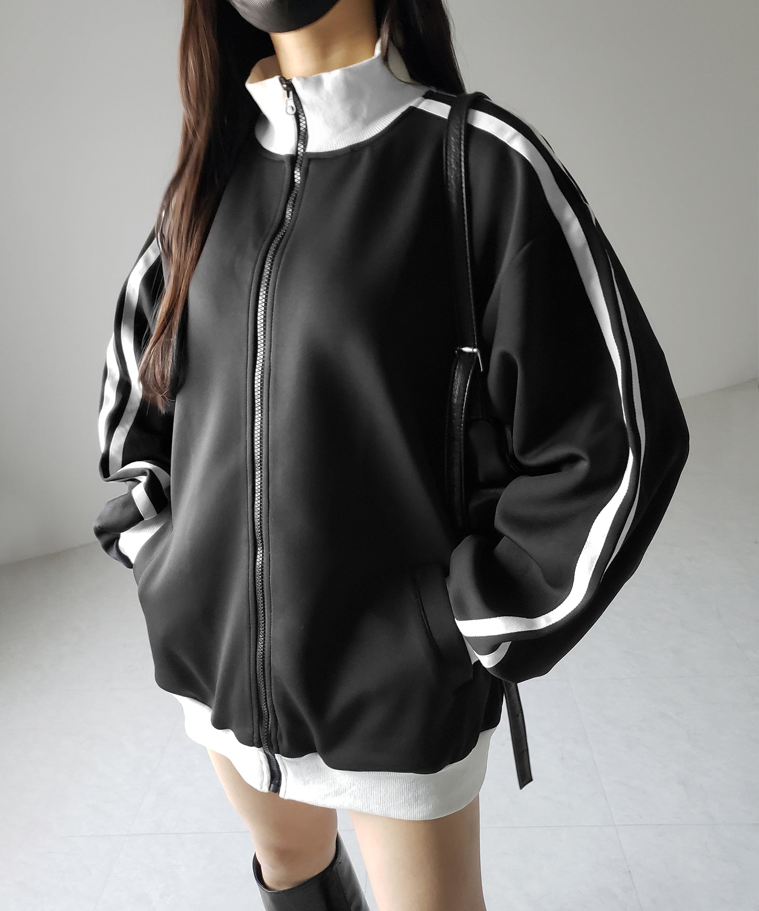 【 無地/配色を選べる2color 】サイドラインオーバーサイズトラックジャケット / sideline oversize track jacket