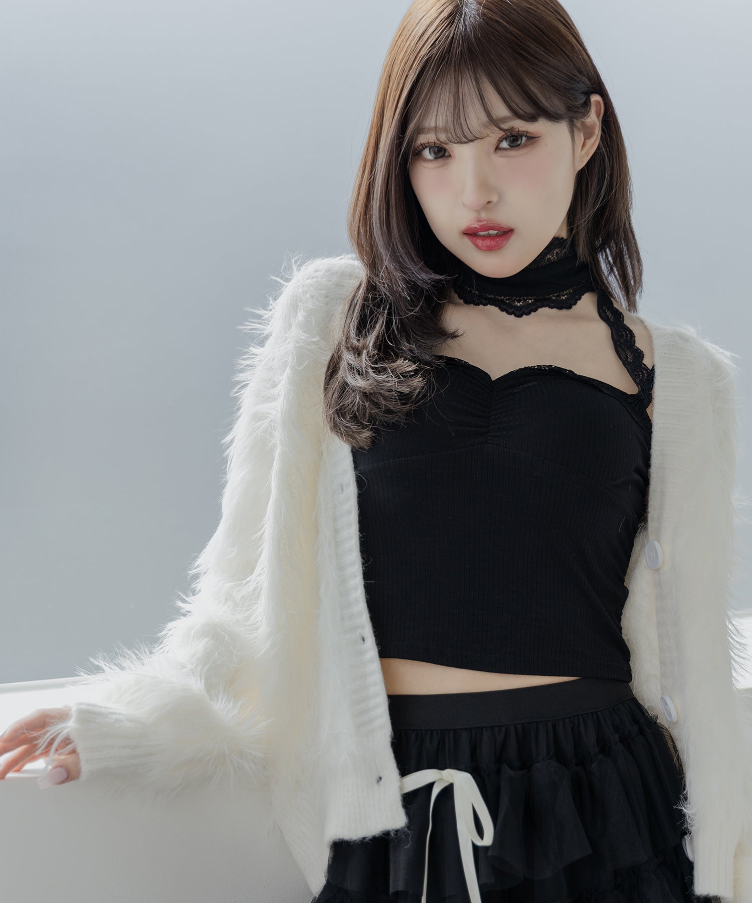 【 4color 】ストラップリボンバレエコアチュールスカート /strap ribbon ballet core tulle skirt