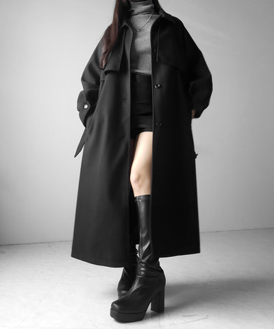 【 ウエストマークベルトSET 】2WAY ステンカラーレディメルトンロングコート / 2WAY soutien collar lady melton long coat