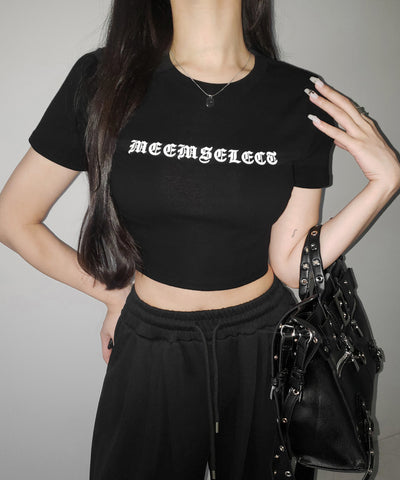 グランジロゴショートちびTシャツ / grunge logo short chibi T-shirt