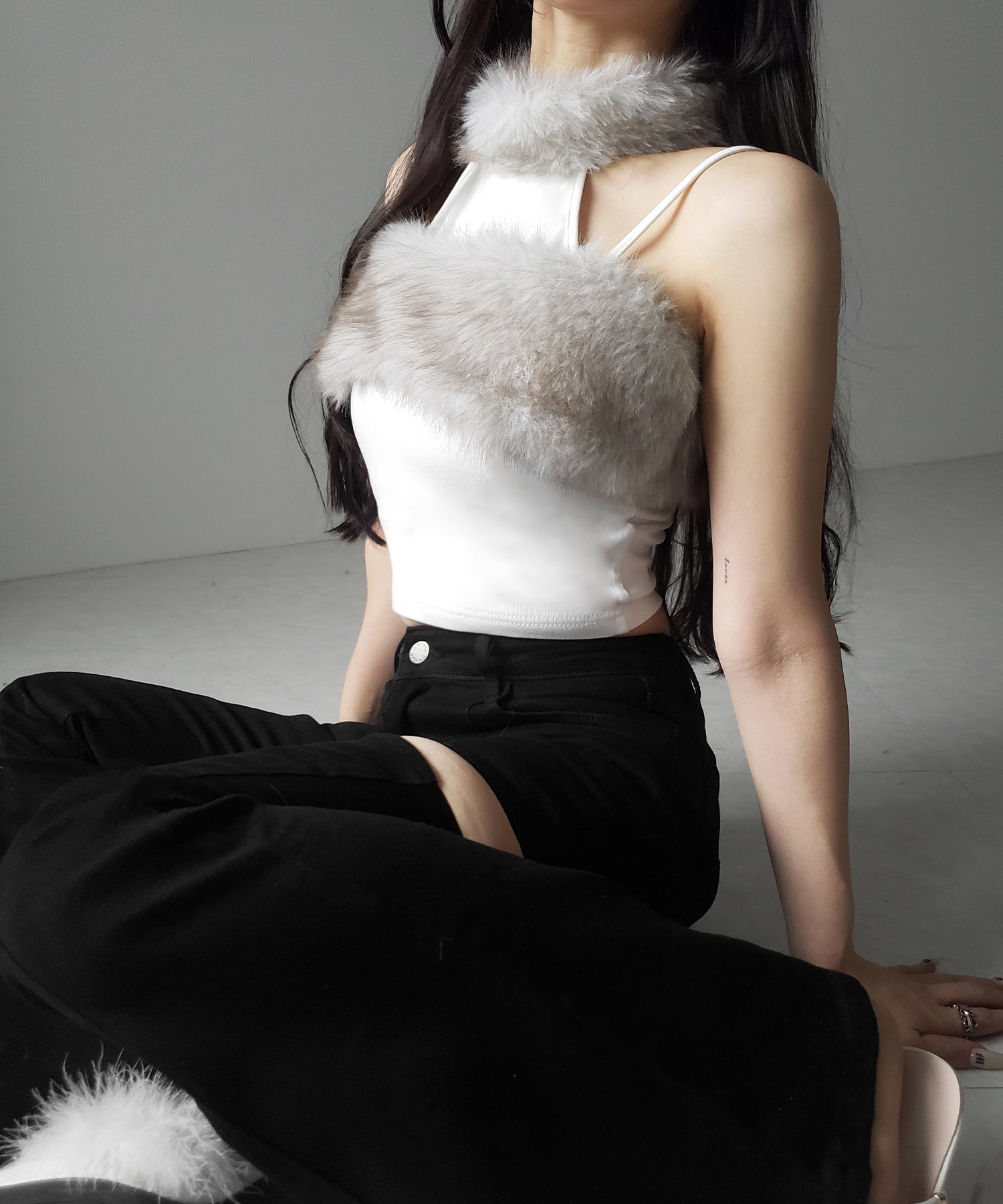 ファードッキングストラップトップス / fur docking strap tops