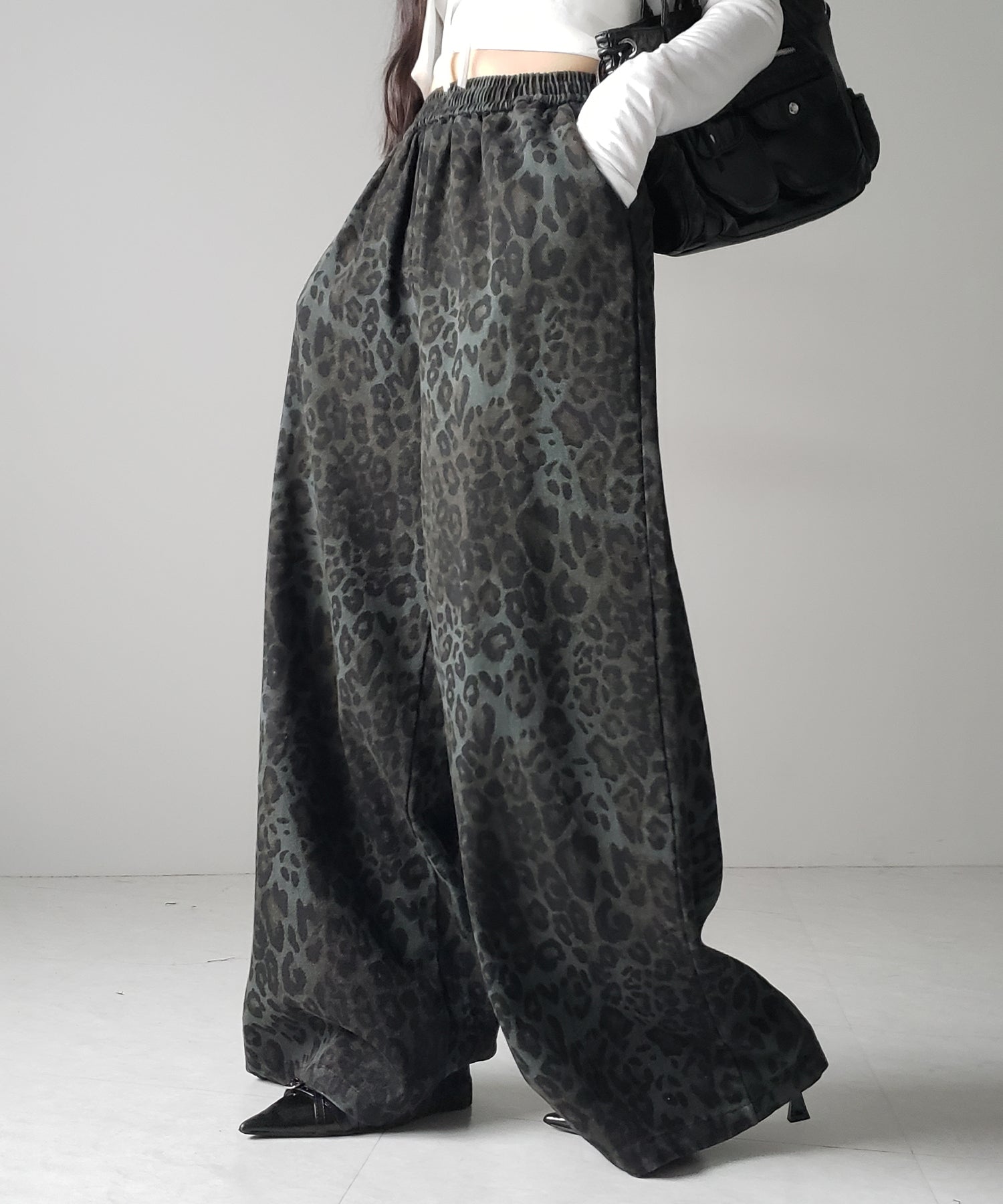 【 2color 】ヴィンテージライクレオパードツイルワイドパンツ / vintage like leopard twill wide pants