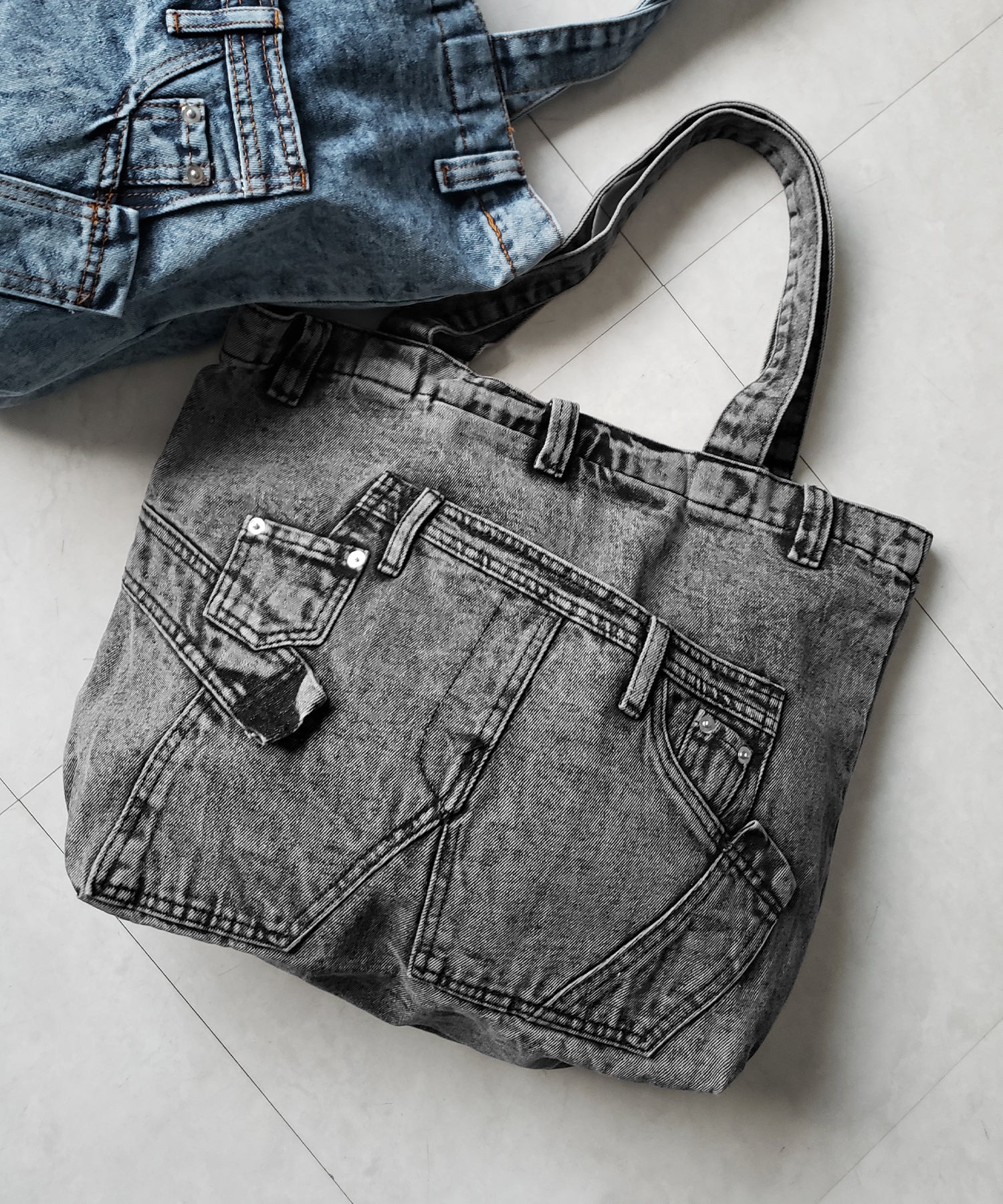 ヴィンテージドッキングウォッシュデニムバッグ / vintage docking washed denim bag
