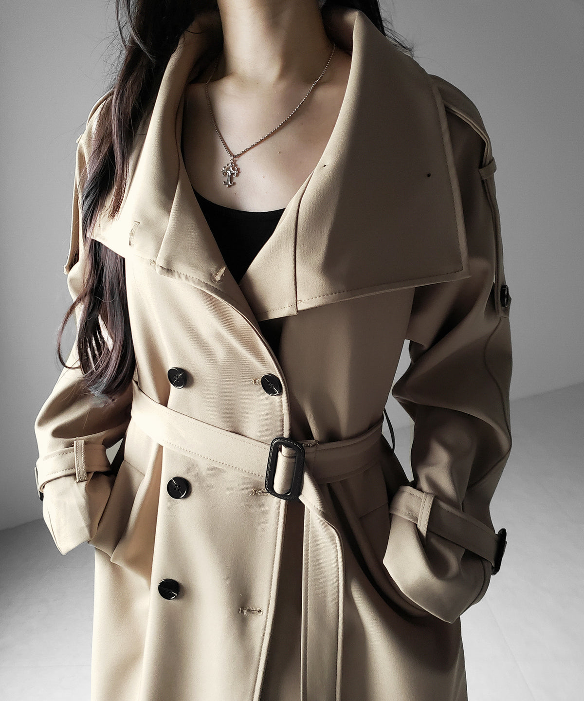 2WAYスタンドカラーオーバーロングトレンチコート / 2WAY stand collar over long trench coat