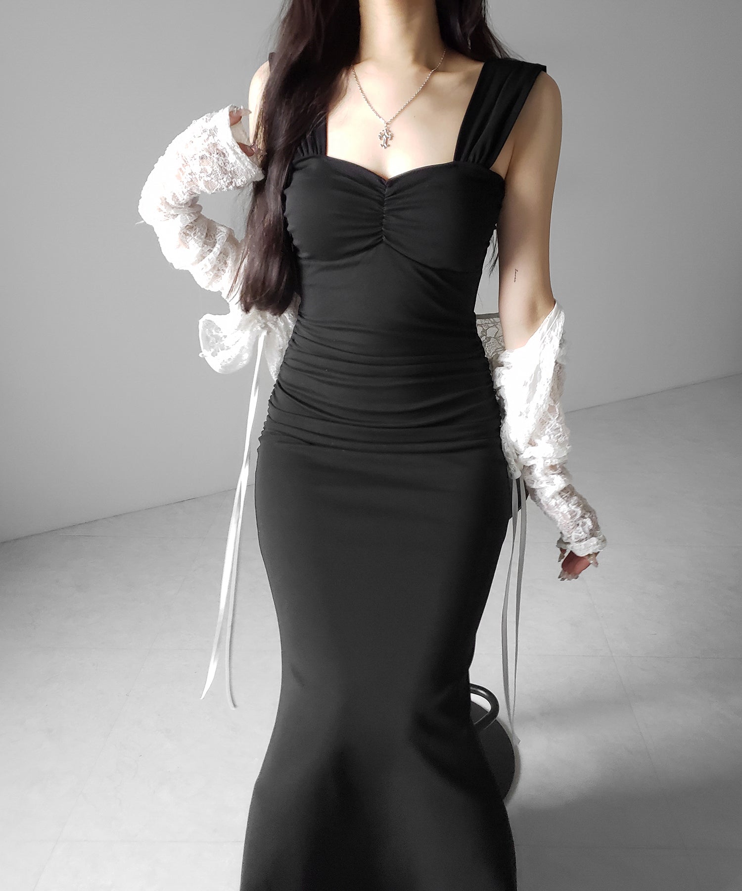 シャーリングロングタイトマーメイドキャミワンピ / shirring long tight mermaid cami onepiece